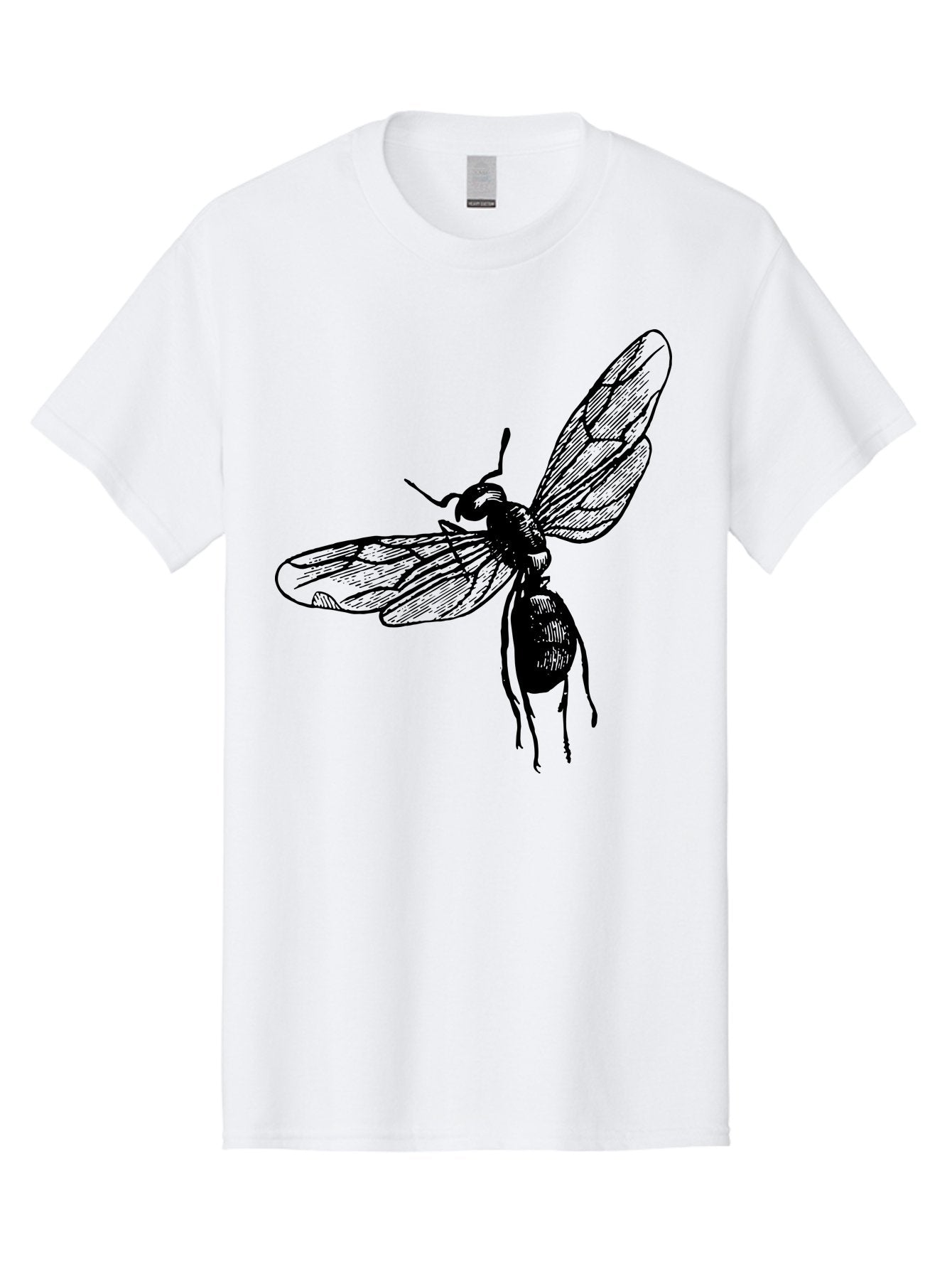 Bee Men'S Graphic Tee, 100% Cotton, Comfortable Casual Summer Wear, Machine Washable, Black Wasp In Flight, Insect Wings, Entomology Illustration, Detailed Drawing, Winged Creature, Insect Art Aab503 14