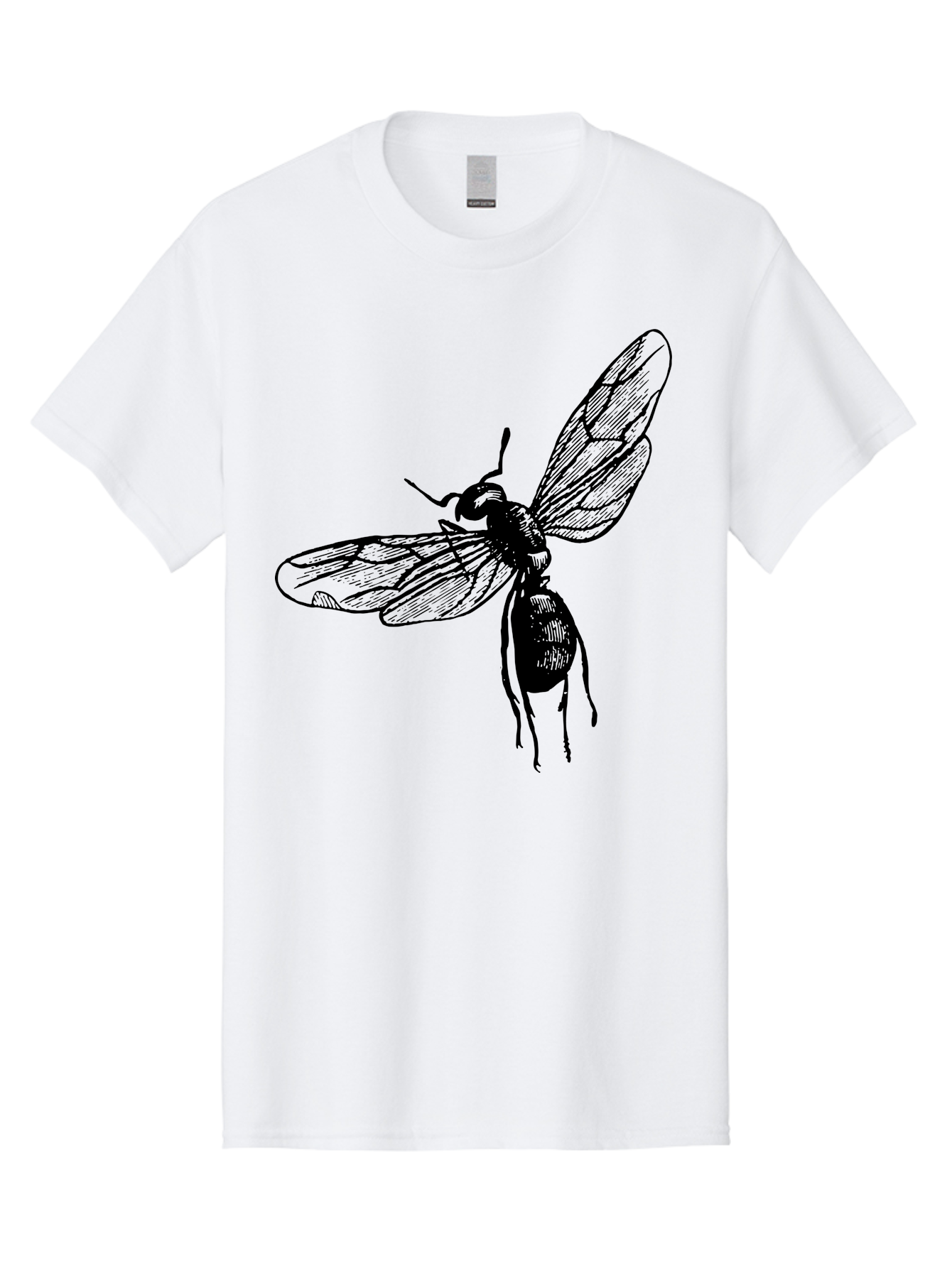 Bee Men'S Graphic Tee, 100% Cotton, Comfortable Casual Summer Wear, Machine Washable, Black Wasp In Flight, Insect Wings, Entomology Illustration, Detailed Drawing, Winged Creature, Insect Art Aab503 29