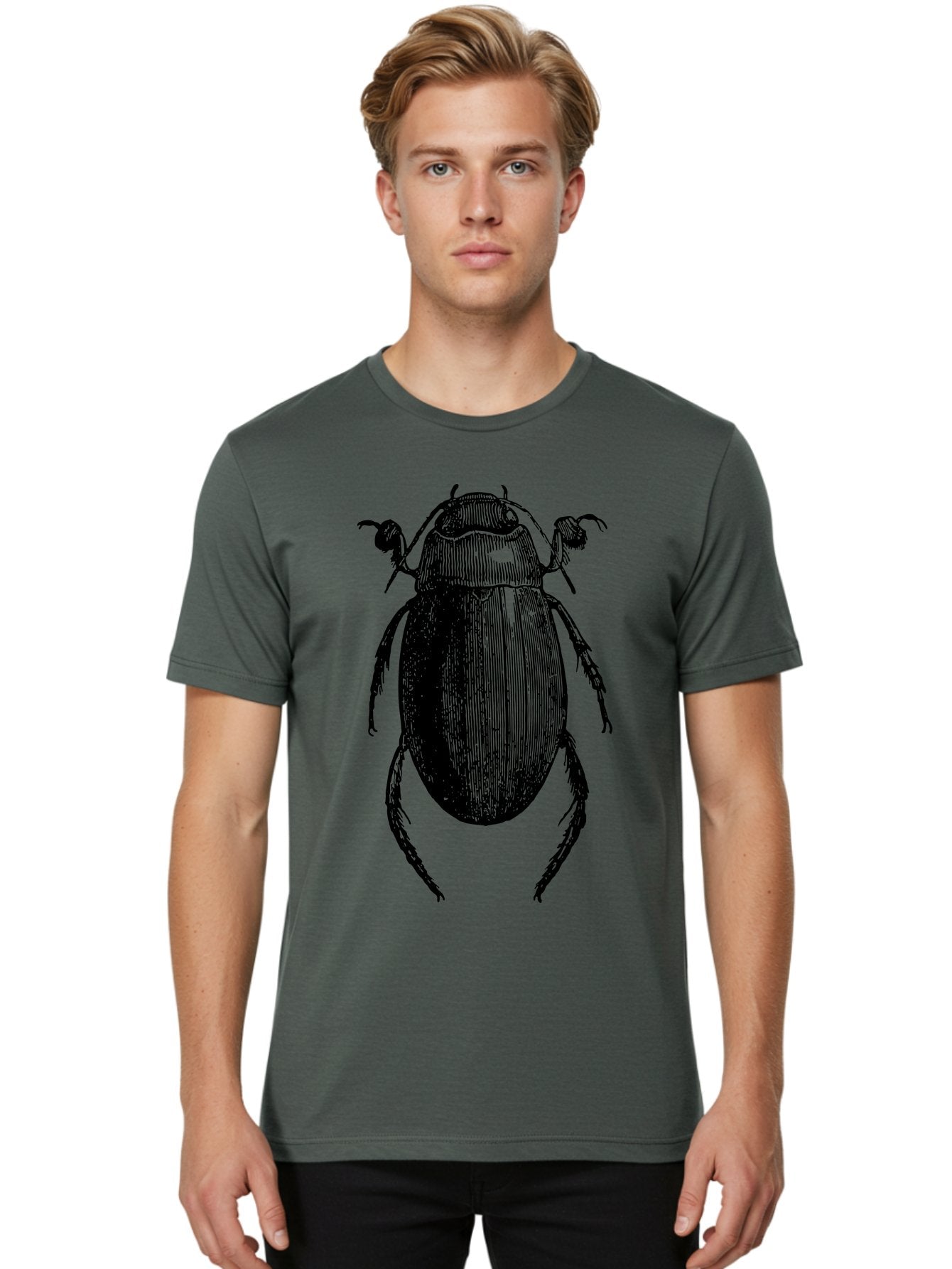 Beetle-1 Men'S Graphic Tee, 100% Cotton, Comfortable Casual Summer Wear, Machine Washable, Black Beetle Illustration, Insect Drawing, Detailed Artwork, Entomology Art, Bug Graphic, Vintage Style Aab504 29