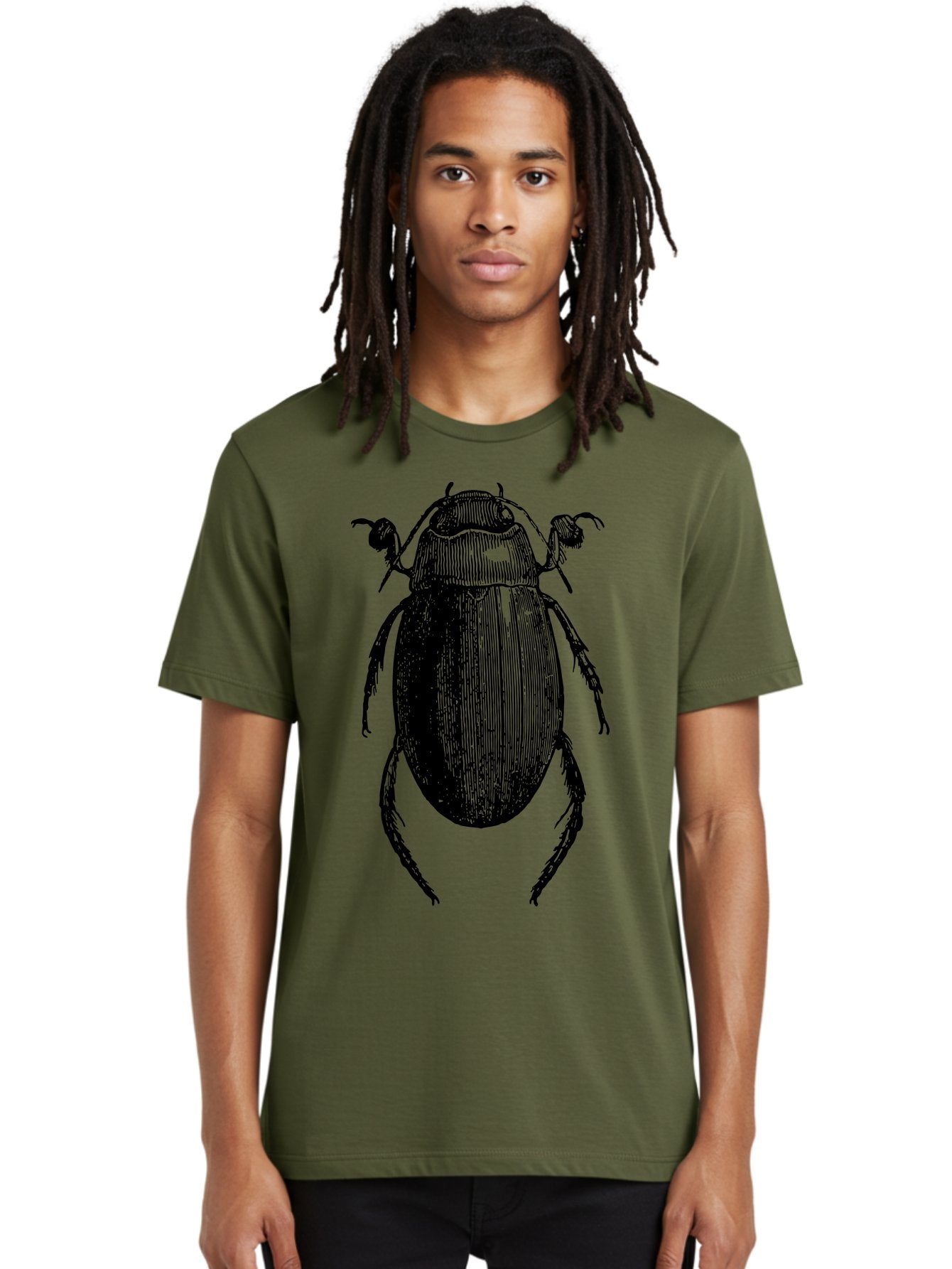 Beetle-1 Men'S Graphic Tee, 100% Cotton, Comfortable Casual Summer Wear, Machine Washable, Black Beetle Illustration, Insect Drawing, Detailed Artwork, Entomology Art, Bug Graphic, Vintage Style Aab504 21