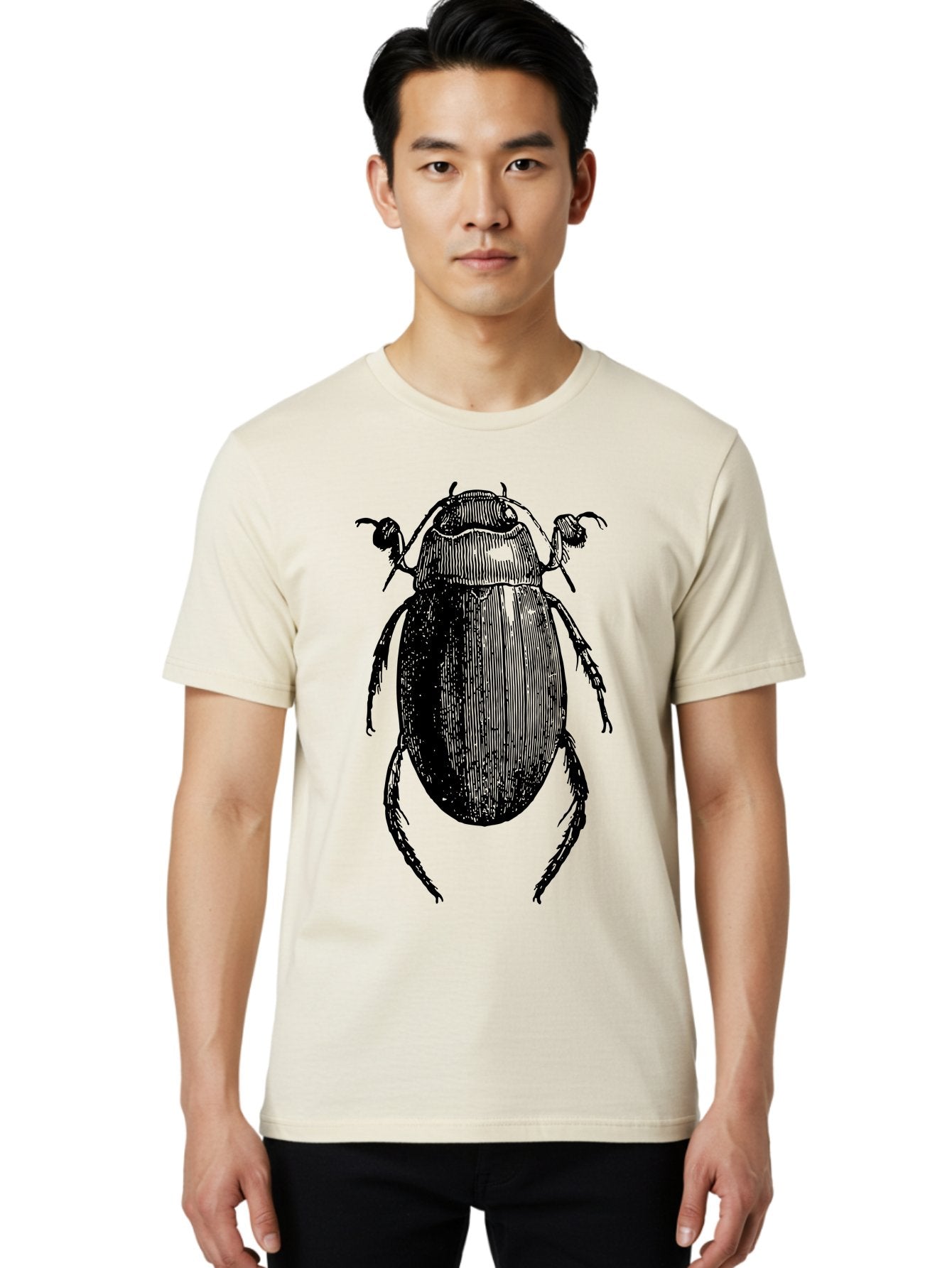 Beetle-1 Men'S Graphic Tee, 100% Cotton, Comfortable Casual Summer Wear, Machine Washable, Black Beetle Illustration, Insect Drawing, Detailed Artwork, Entomology Art, Bug Graphic, Vintage Style Aab504 22