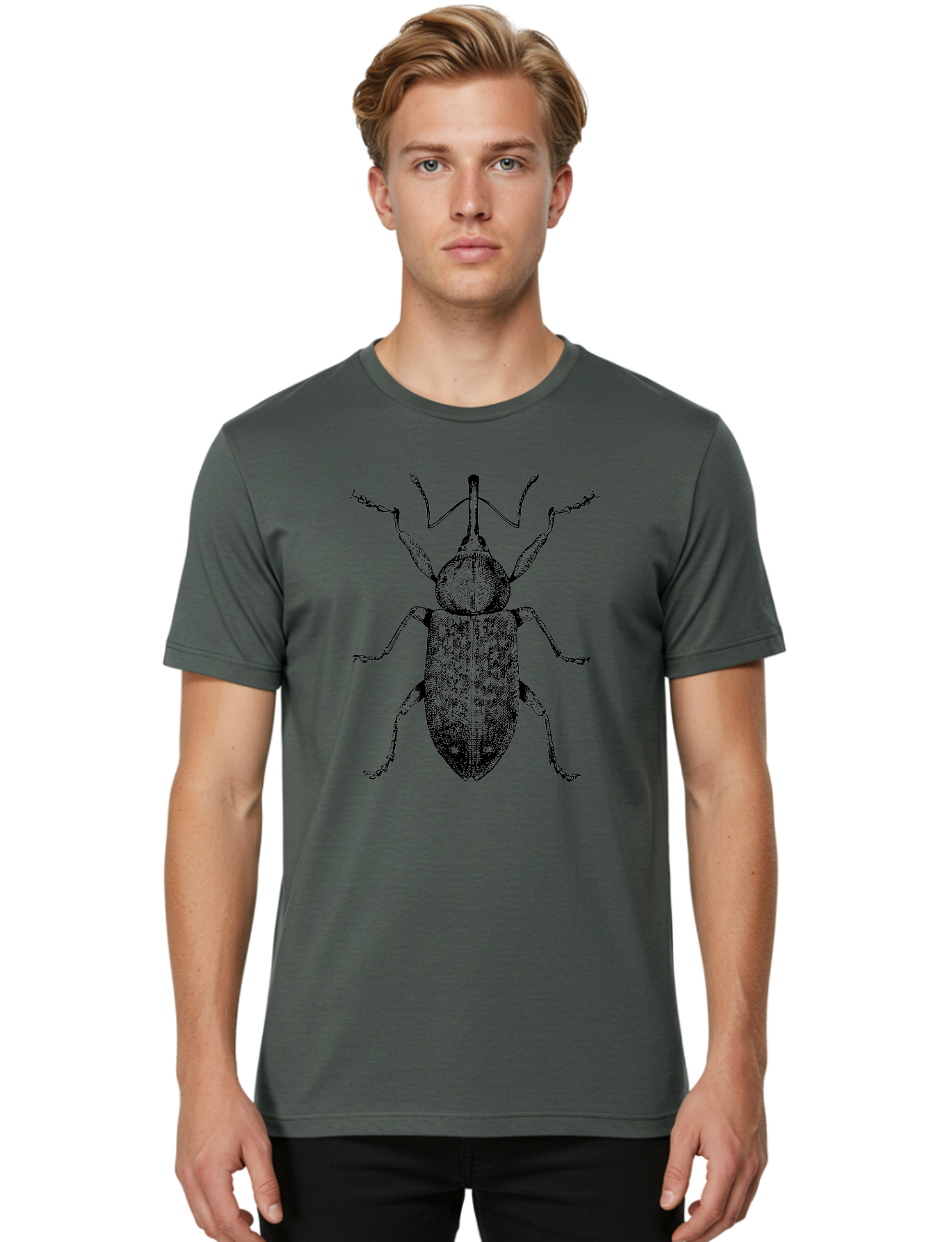 Beetle-2 Men'S Graphic Tee, 100% Cotton, Comfortable Casual Summer Wear, Machine Washable, Boll Weevil, Insect Illustration, Detailed Artwork, Weevil Species, Agricultural Pest, Entomology Art, Black And Green Illustration, Intricate Design Aab505 26