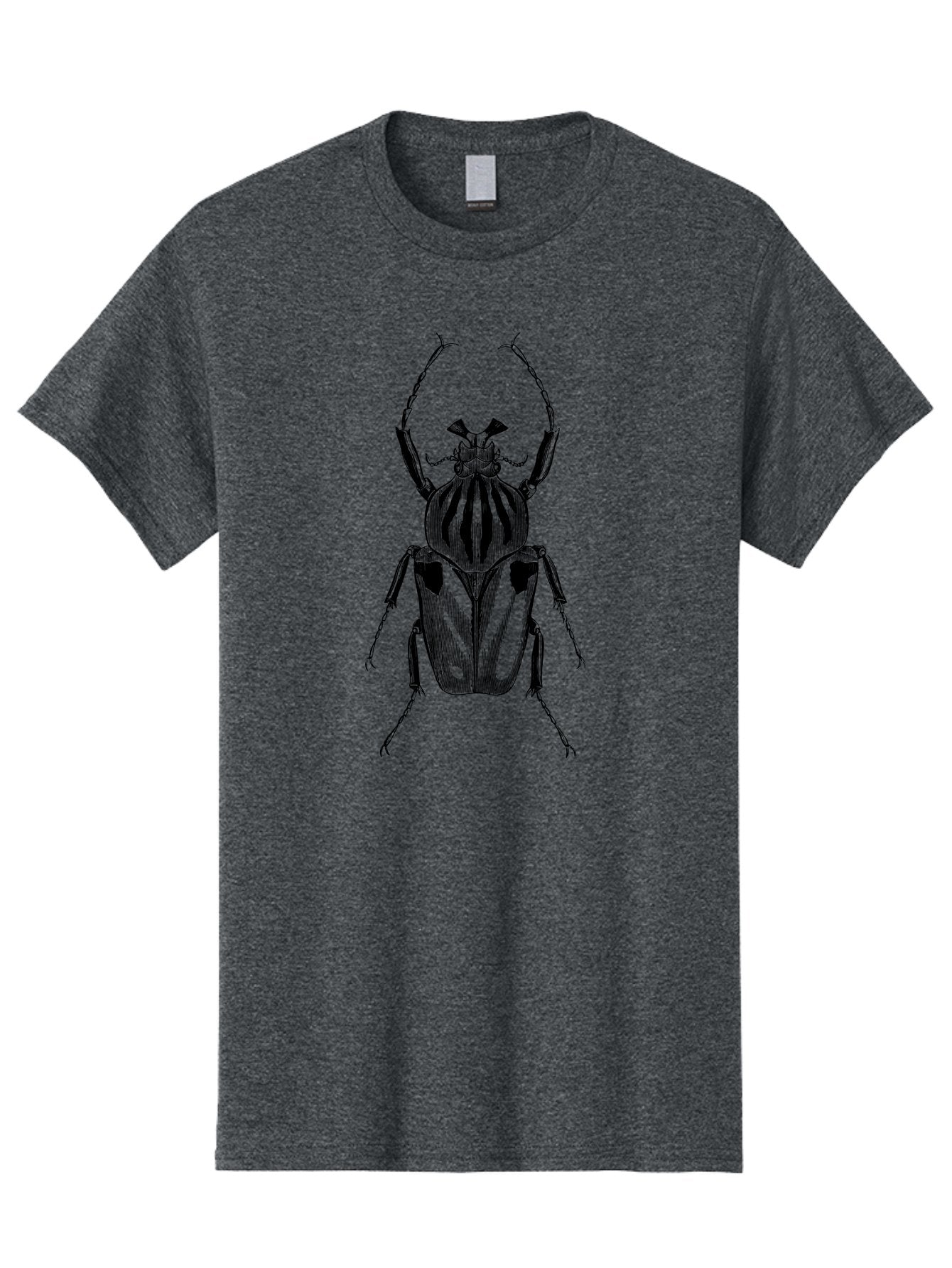Beetle-Illustration-1 Men'S Graphic Tee, 100% Cotton, Comfortable Casual Summer Wear, Machine Washable, Beetle Illustration, Insect Art, Entomology, Striped Beetle, Black And Green, Detailed Drawing, Wildlife Illustration, Bug Graphics Aab507 3