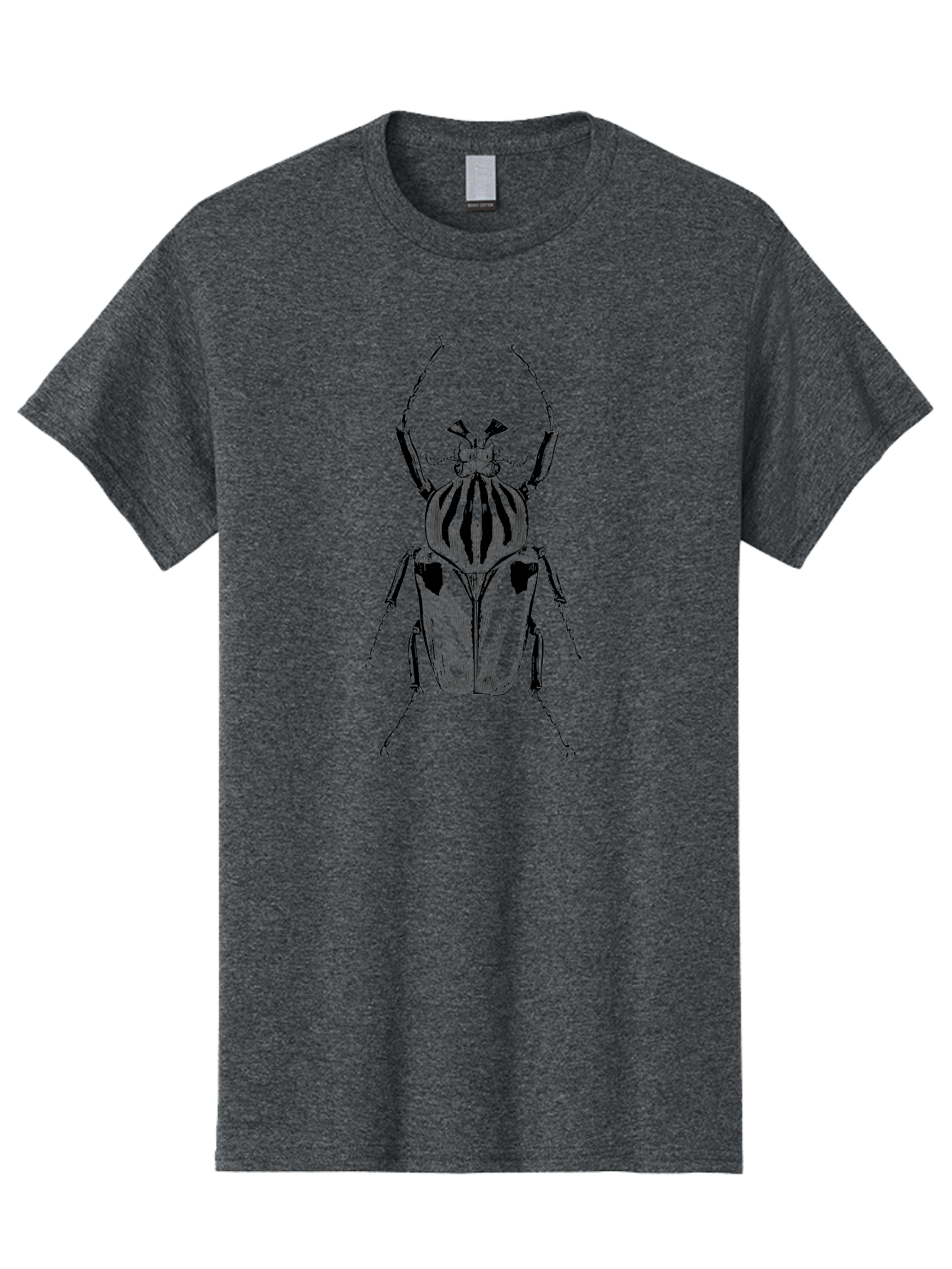 Beetle-Illustration-1 Men'S Graphic Tee, 100% Cotton, Comfortable Casual Summer Wear, Machine Washable, Beetle Illustration, Insect Art, Entomology, Striped Beetle, Black And Green, Detailed Drawing, Wildlife Illustration, Bug Graphics Aab507 7