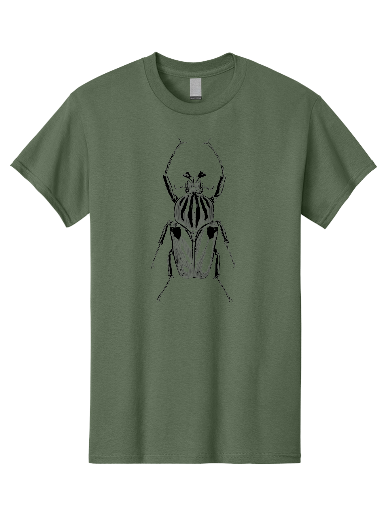 Beetle-Illustration-1 Men'S Graphic Tee, 100% Cotton, Comfortable Casual Summer Wear, Machine Washable, Beetle Illustration, Insect Art, Entomology, Striped Beetle, Black And Green, Detailed Drawing, Wildlife Illustration, Bug Graphics Aab507 15