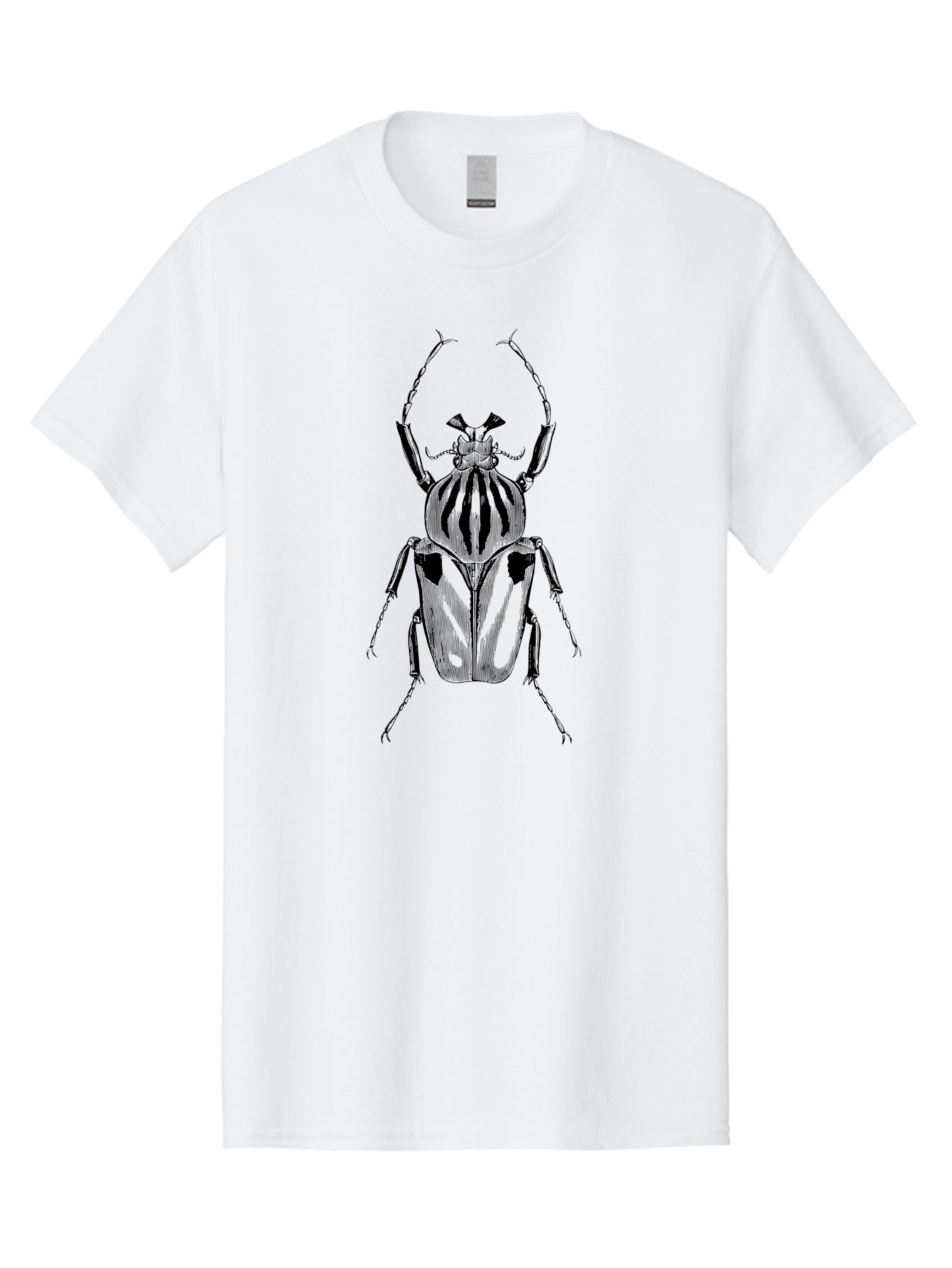 Beetle-Illustration-1 Men'S Graphic Tee, 100% Cotton, Comfortable Casual Summer Wear, Machine Washable, Beetle Illustration, Insect Art, Entomology, Striped Beetle, Black And Green, Detailed Drawing, Wildlife Illustration, Bug Graphics Aab507 29