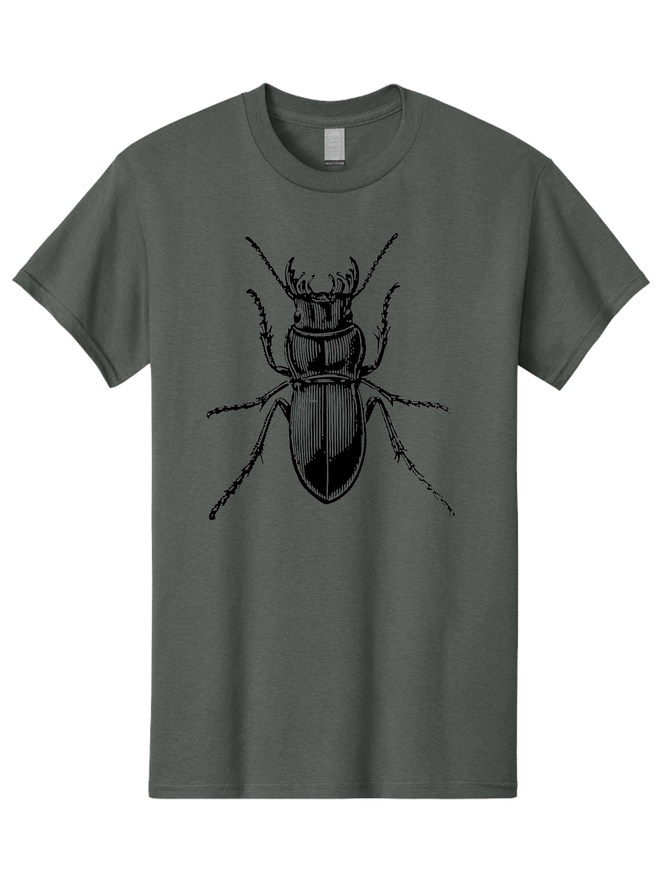 Beetle-Illustration-2 Men'S Graphic Tee, 100% Cotton, Comfortable Casual Summer Wear, Machine Washable, Beetle Illustration, Black Insect, Detailed Drawing, Entomology Art, Insect Anatomy, Wildlife Graphic, Bug Design, Ornate Beetle Aab508 3
