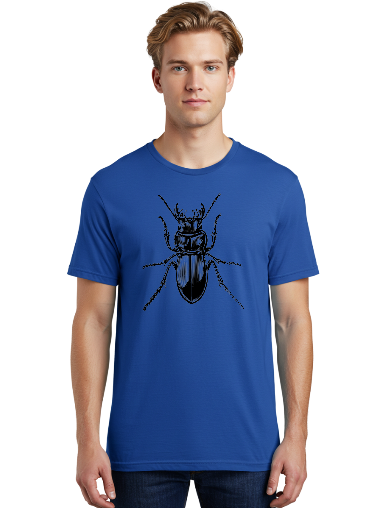 Beetle-Illustration-2 Men'S Graphic Tee, 100% Cotton, Comfortable Casual Summer Wear, Machine Washable, Beetle Illustration, Black Insect, Detailed Drawing, Entomology Art, Insect Anatomy, Wildlife Graphic, Bug Design, Ornate Beetle Aab508 26