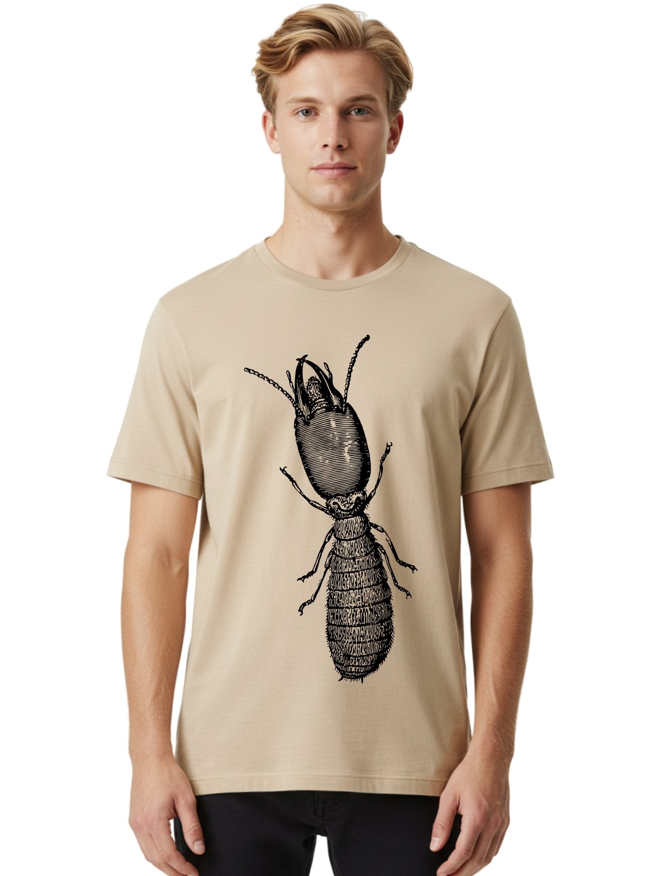 Beetle-Illustration Men'S Graphic Tee, 100% Cotton, Comfortable Casual Summer Wear, Machine Washable, Insect Anatomy, Entomology Illustration, Beetle Species, Detailed Drawing, Scientific Artwork, Insect Morphology, Nature Study Aab509 28