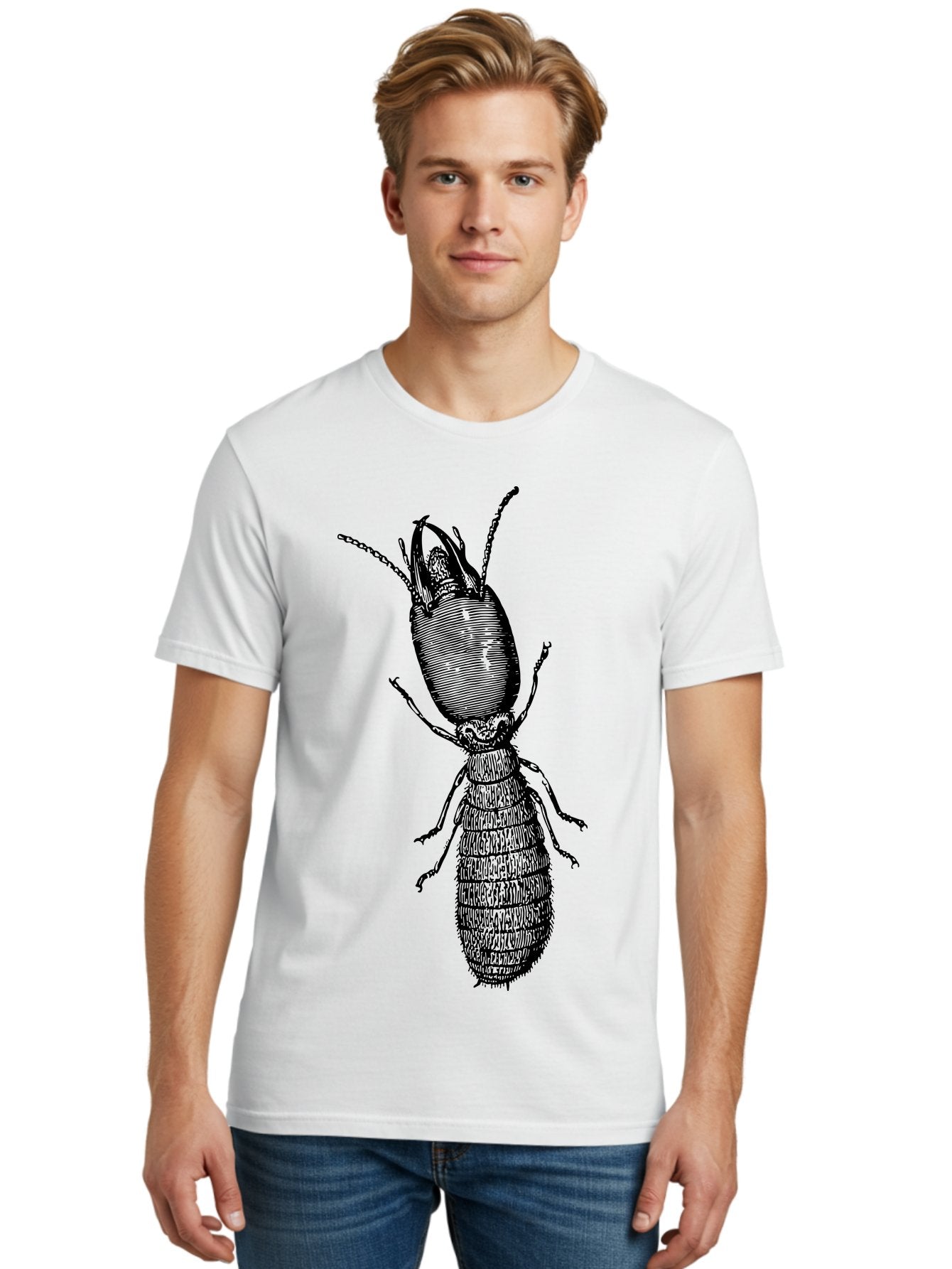 Beetle-Illustration Men'S Graphic Tee, 100% Cotton, Comfortable Casual Summer Wear, Machine Washable, Insect Anatomy, Entomology Illustration, Beetle Species, Detailed Drawing, Scientific Artwork, Insect Morphology, Nature Study Aab509 30
