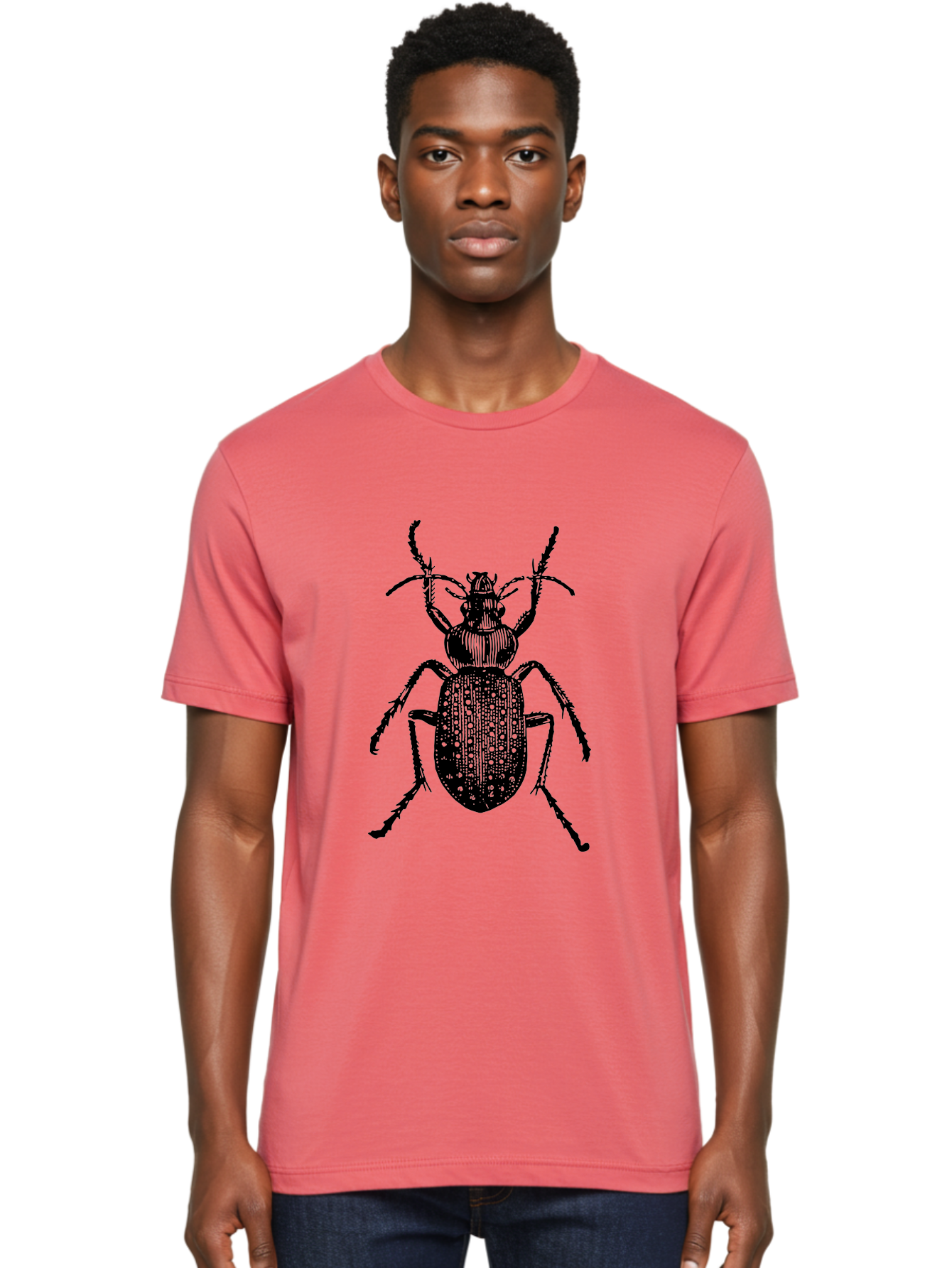 Beetle Men'S Graphic Tee, 100% Cotton, Comfortable Casual Summer Wear, Machine Washable, Black Beetle, Insect Illustration, Detailed Drawing, Entomology Art, Bug Graphic, Beetle Silhouette, Six Legs, Antennae, Insect Anatomy, Ornate Details Aab510 6