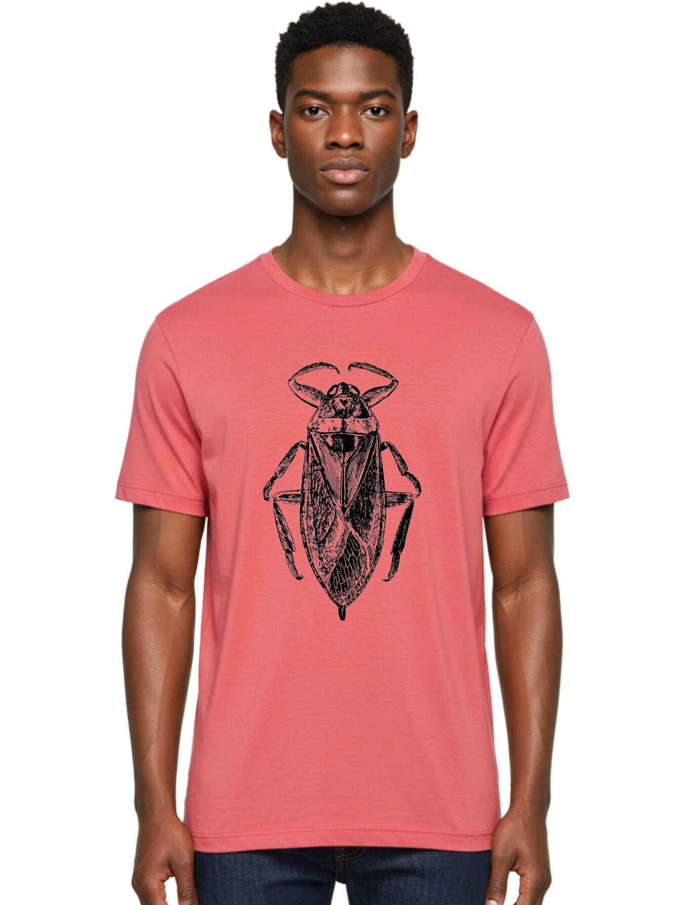 Bug-Illustration Men'S Graphic Tee, 100% Cotton, Comfortable Casual Summer Wear, Machine Washable, Insect Illustration, Entomology Art, Bug Drawing, Water Bug, Insect Anatomy, Wildlife Illustration, Detailed Artwork, Realistic Bug, Aab512 16