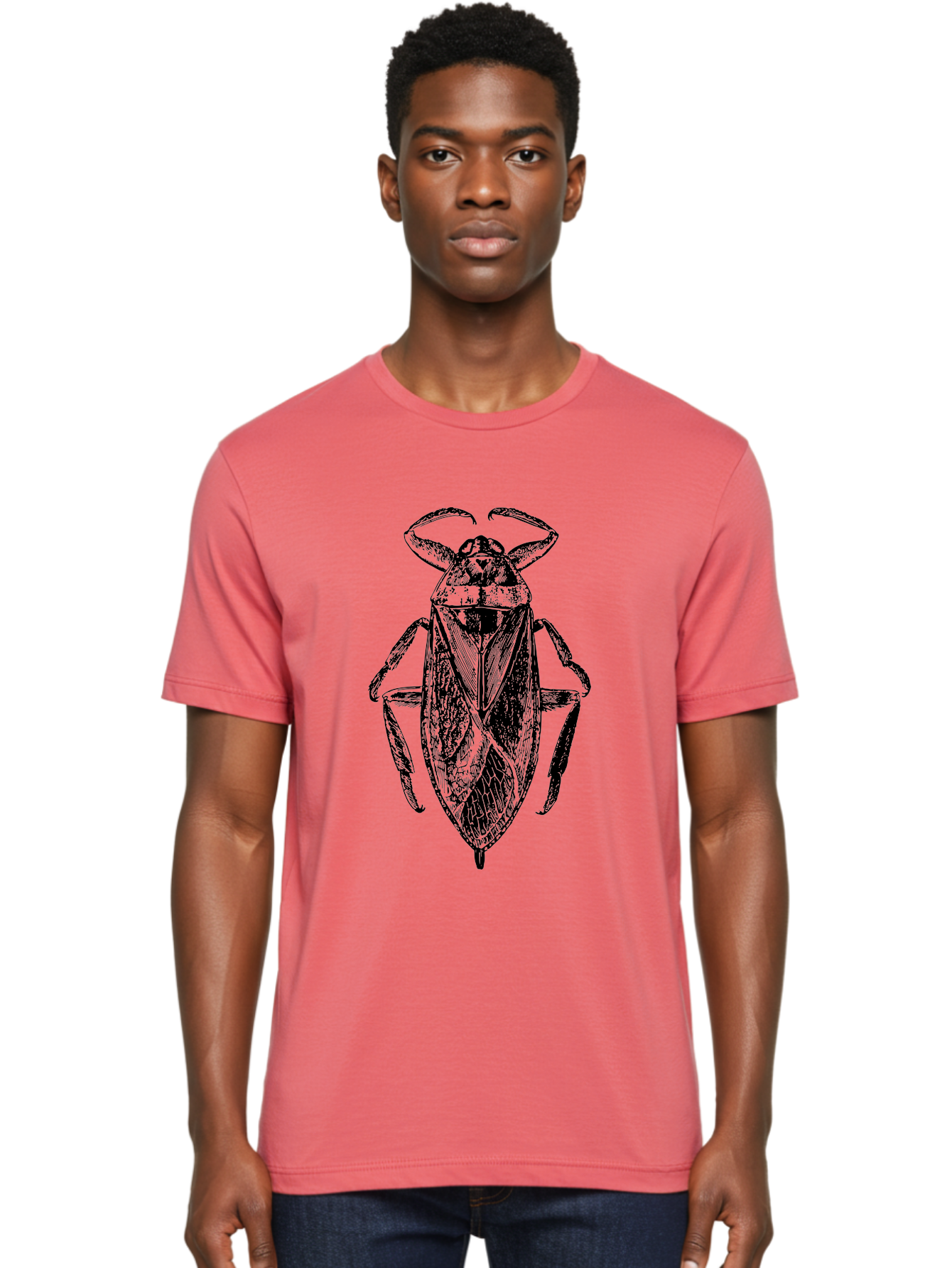 Bug-Illustration Men'S Graphic Tee, 100% Cotton, Comfortable Casual Summer Wear, Machine Washable, Insect Illustration, Entomology Art, Bug Drawing, Water Bug, Insect Anatomy, Wildlife Illustration, Detailed Artwork, Realistic Bug, Aab512 6