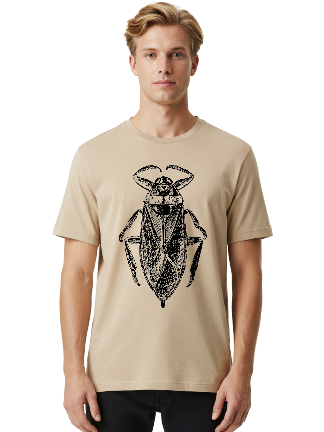 Bug-Illustration Men'S Graphic Tee, 100% Cotton, Comfortable Casual Summer Wear, Machine Washable, Insect Illustration, Entomology Art, Bug Drawing, Water Bug, Insect Anatomy, Wildlife Illustration, Detailed Artwork, Realistic Bug, Aab512 28
