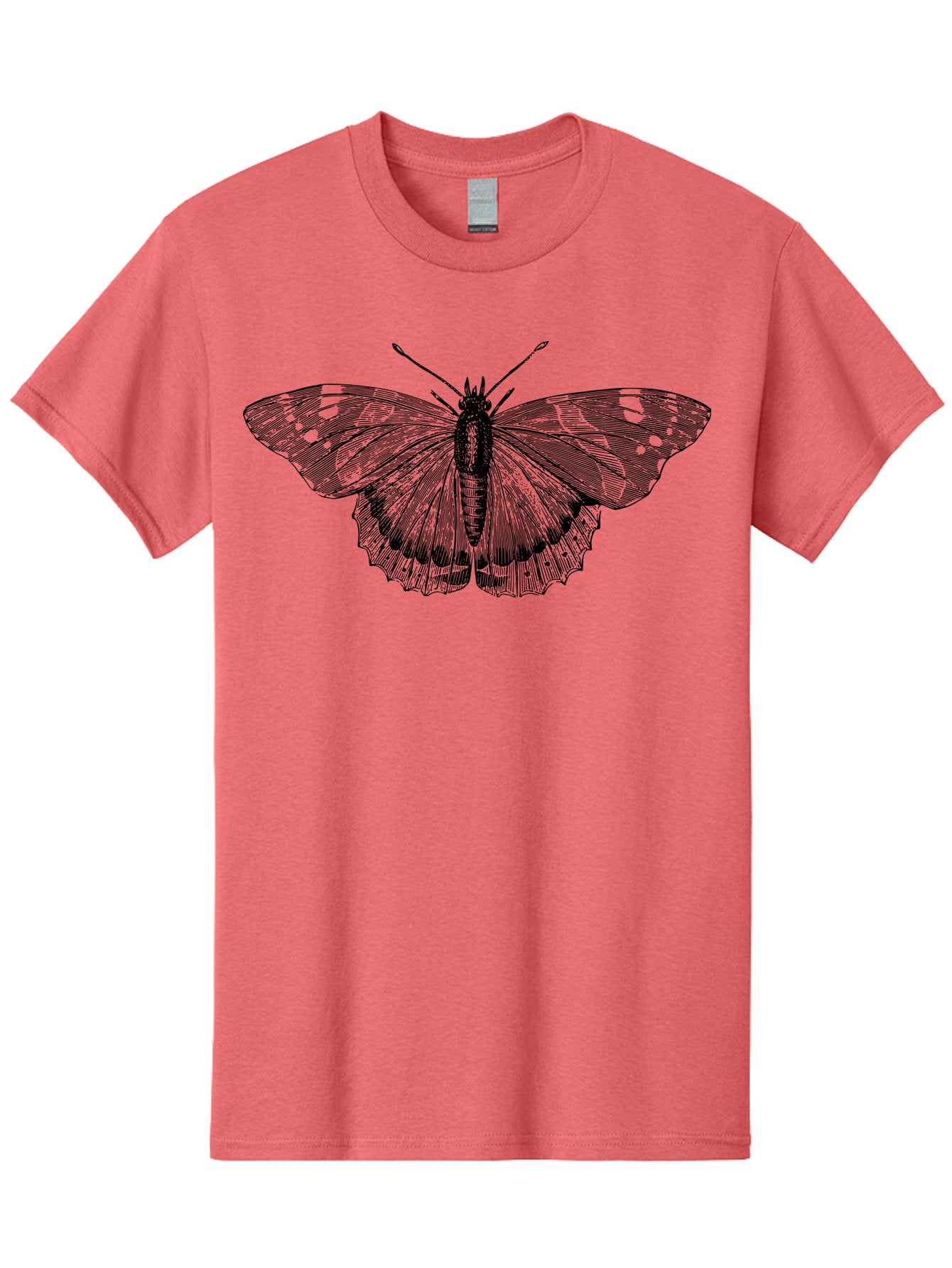 Butterfly-1 Men'S Graphic Tee, 100% Cotton, Comfortable Casual Summer Wear, Machine Washable, Butterfly With Open Wings, Detailed Illustration, Insect Art, Wing Patterns, Insect Anatomy, Natural Design, Delicate Lines Aab513 3