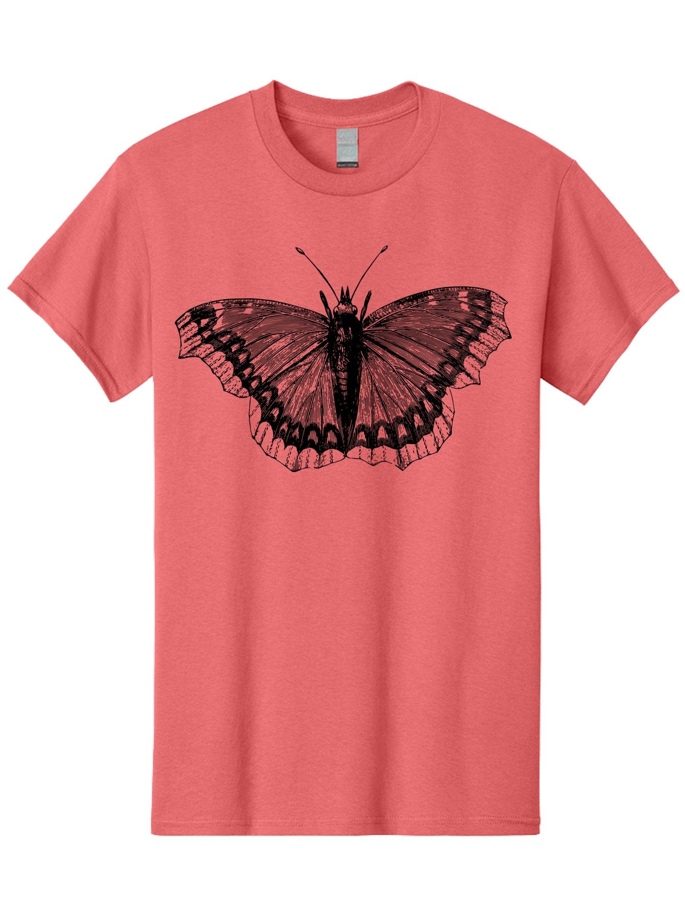 Butterfly-Illustration Men'S Graphic Tee, 100% Cotton, Comfortable Casual Summer Wear, Machine Washable, Butterfly Illustration, Insect Art, Wing Patterns, Detailed Drawing, Black And Green Hues, Fragile Beauty, Natural Design Aab514 13