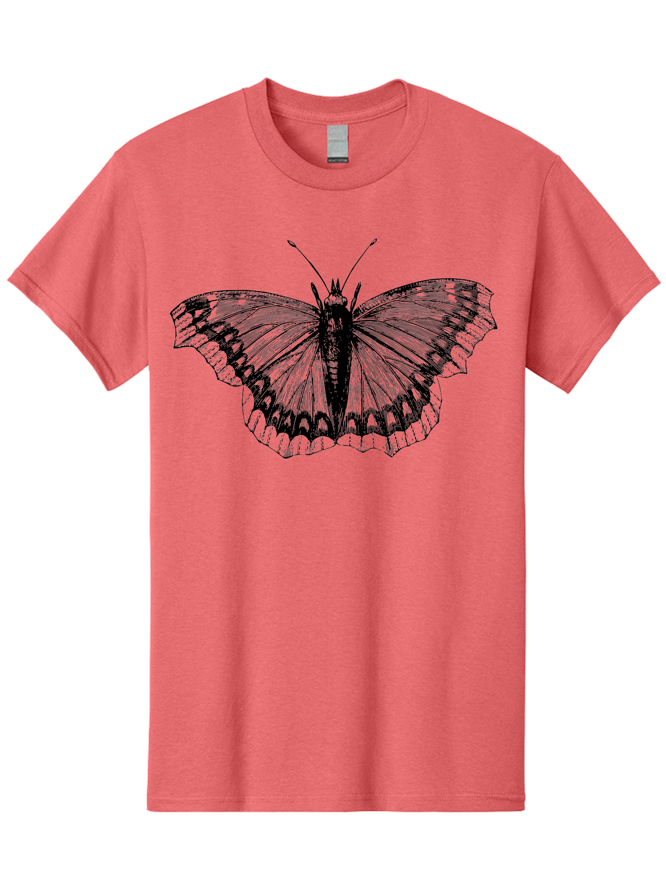 Butterfly-Illustration Men'S Graphic Tee, 100% Cotton, Comfortable Casual Summer Wear, Machine Washable, Butterfly Illustration, Insect Art, Wing Patterns, Detailed Drawing, Black And Green Hues, Fragile Beauty, Natural Design Aab514 5