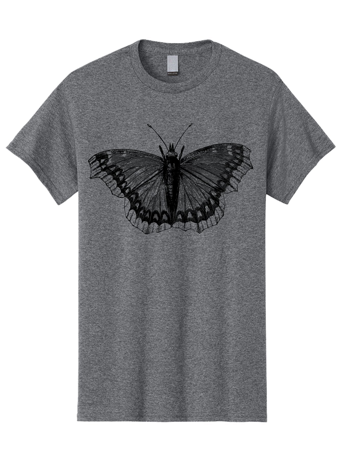 Butterfly-Illustration Men'S Graphic Tee, 100% Cotton, Comfortable Casual Summer Wear, Machine Washable, Butterfly Illustration, Insect Art, Wing Patterns, Detailed Drawing, Black And Green Hues, Fragile Beauty, Natural Design Aab514 11