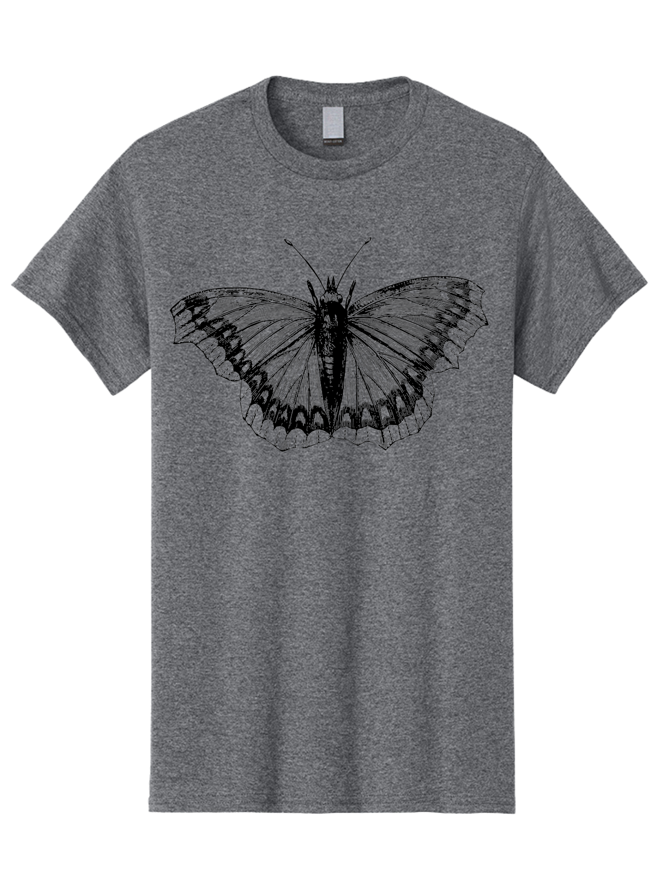Butterfly-Illustration Men'S Graphic Tee, 100% Cotton, Comfortable Casual Summer Wear, Machine Washable, Butterfly Illustration, Insect Art, Wing Patterns, Detailed Drawing, Black And Green Hues, Fragile Beauty, Natural Design Aab514 9