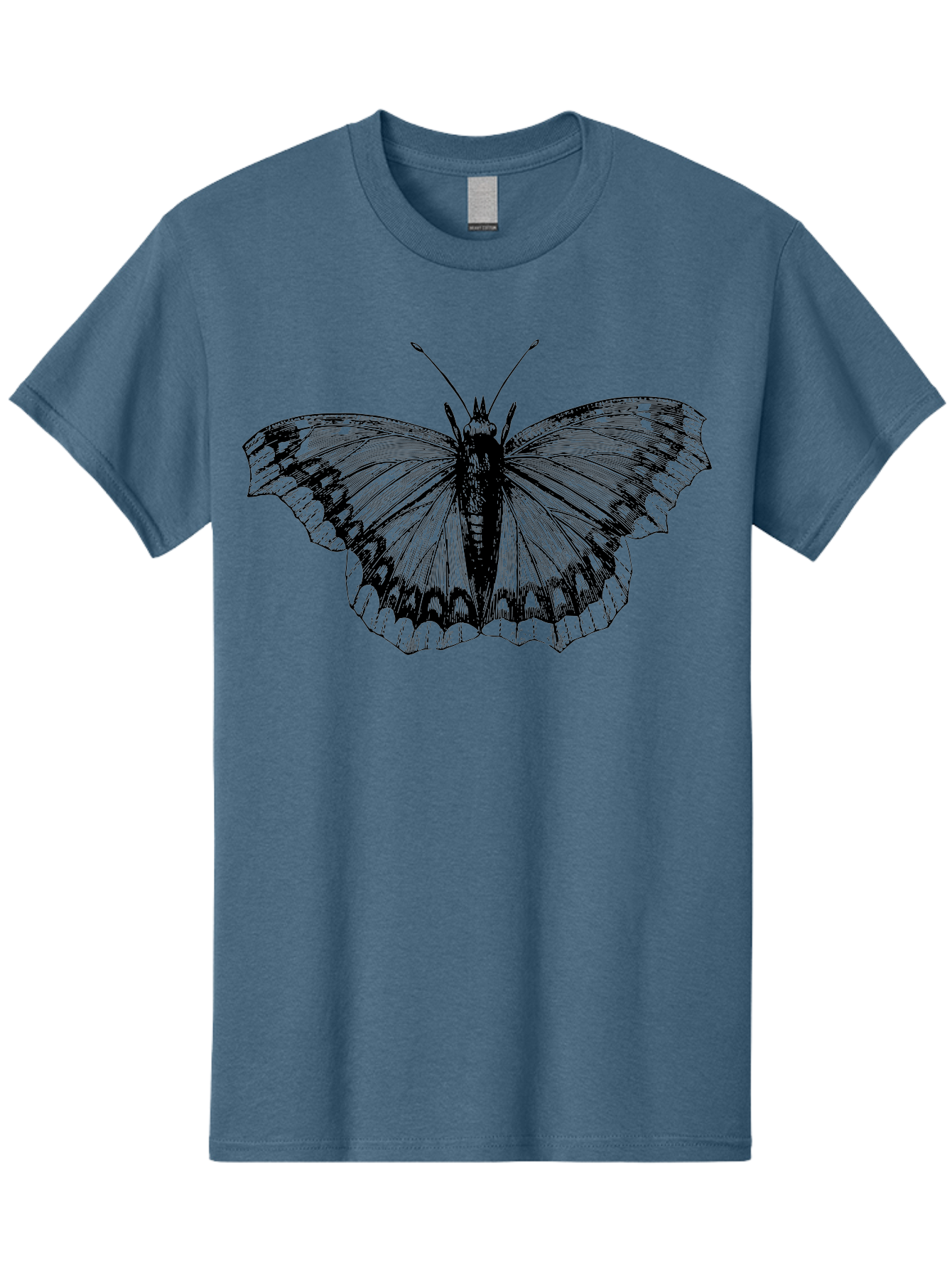 Butterfly-Illustration Men'S Graphic Tee, 100% Cotton, Comfortable Casual Summer Wear, Machine Washable, Butterfly Illustration, Insect Art, Wing Patterns, Detailed Drawing, Black And Green Hues, Fragile Beauty, Natural Design Aab514 11