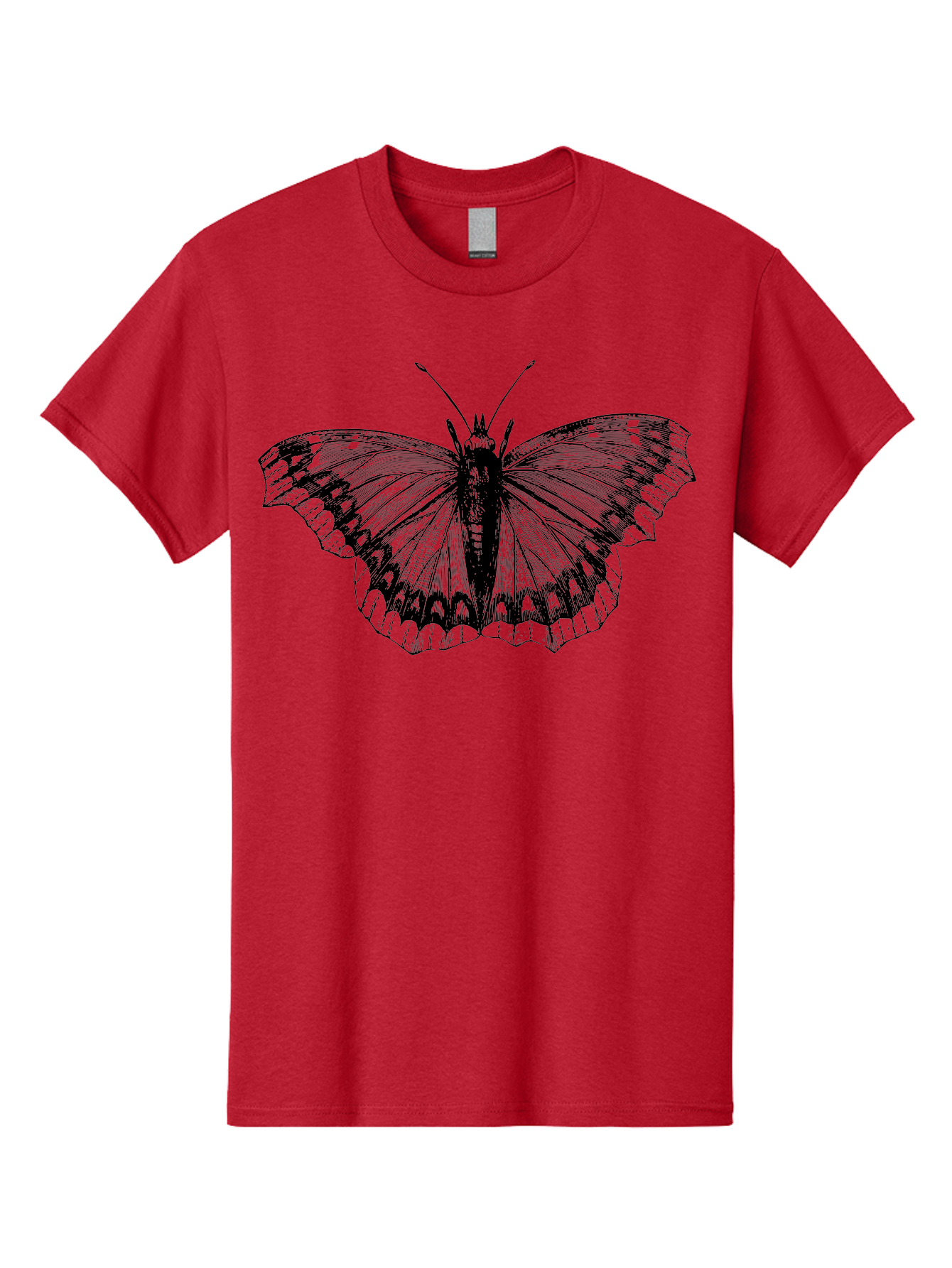 Butterfly-Illustration Men'S Graphic Tee, 100% Cotton, Comfortable Casual Summer Wear, Machine Washable, Butterfly Illustration, Insect Art, Wing Patterns, Detailed Drawing, Black And Green Hues, Fragile Beauty, Natural Design Aab514 23