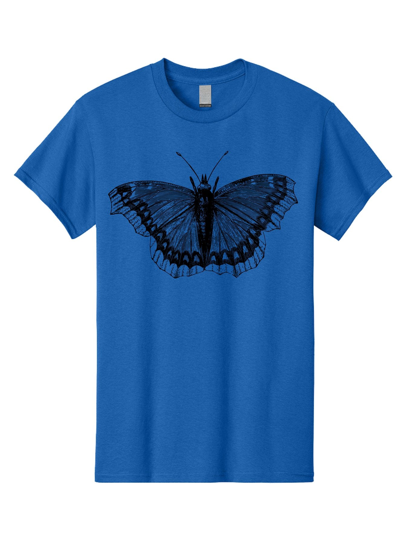 Butterfly-Illustration Men'S Graphic Tee, 100% Cotton, Comfortable Casual Summer Wear, Machine Washable, Butterfly Illustration, Insect Art, Wing Patterns, Detailed Drawing, Black And Green Hues, Fragile Beauty, Natural Design Aab514 14