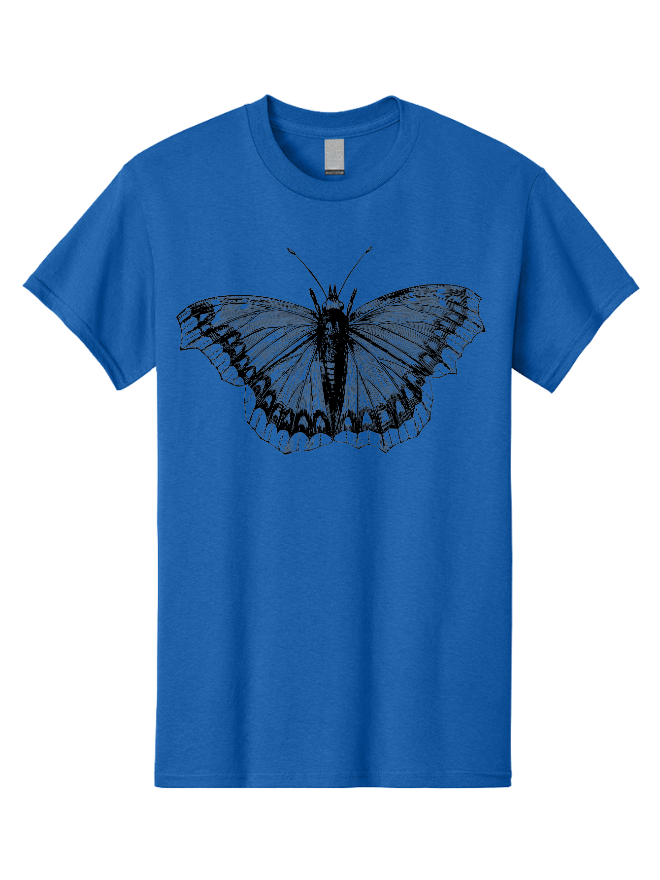 Butterfly-Illustration Men'S Graphic Tee, 100% Cotton, Comfortable Casual Summer Wear, Machine Washable, Butterfly Illustration, Insect Art, Wing Patterns, Detailed Drawing, Black And Green Hues, Fragile Beauty, Natural Design Aab514 25