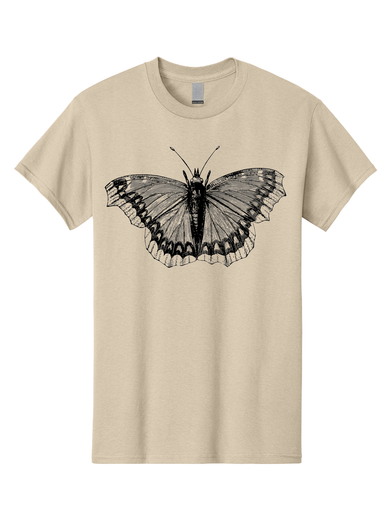 Butterfly-Illustration Men'S Graphic Tee, 100% Cotton, Comfortable Casual Summer Wear, Machine Washable, Butterfly Illustration, Insect Art, Wing Patterns, Detailed Drawing, Black And Green Hues, Fragile Beauty, Natural Design Aab514 27