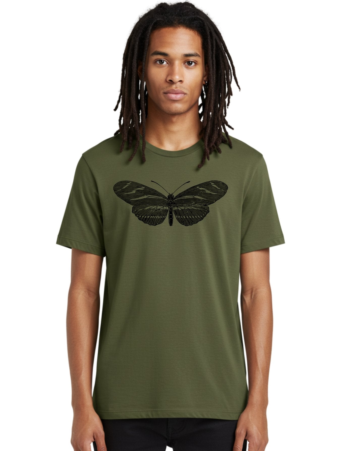 Butterfly-Silhouette-1 Men'S Graphic Tee, 100% Cotton, Comfortable Casual Summer Wear, Machine Washable, Delicate Butterfly, Intricate Details, Transparent Wings, Abstract Art, Insect Close-Up, Graphic Design Aab515 23