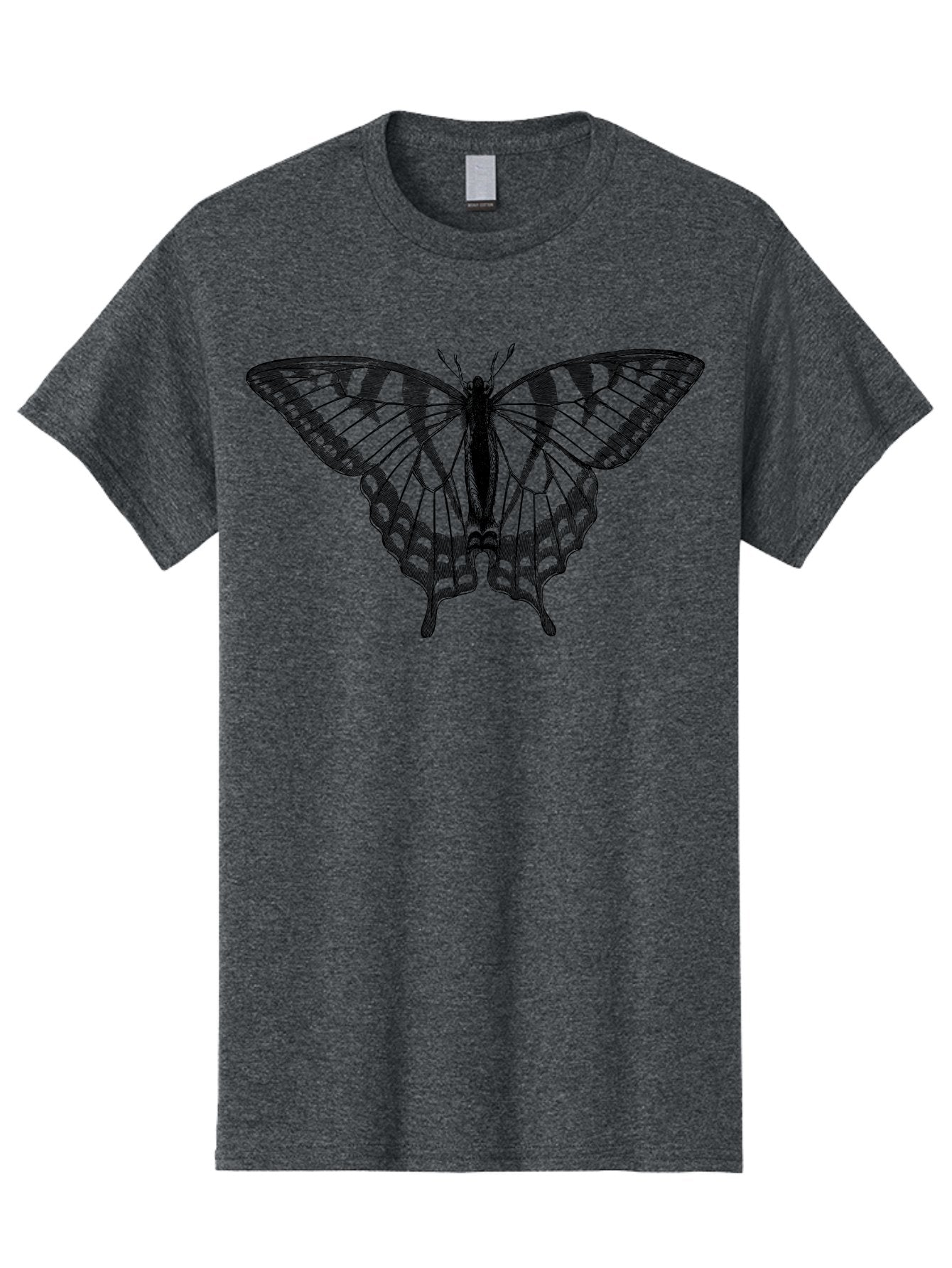 Butterfly-Silhouette Men'S Graphic Tee, 100% Cotton, Comfortable Casual Summer Wear, Machine Washable, Black Butterfly, Transparent Wings, Delicate Pattern, Intricate Design, Wings Spread Wide, Detailed Texture, Fragile Beauty, Insect Art Aab516 12