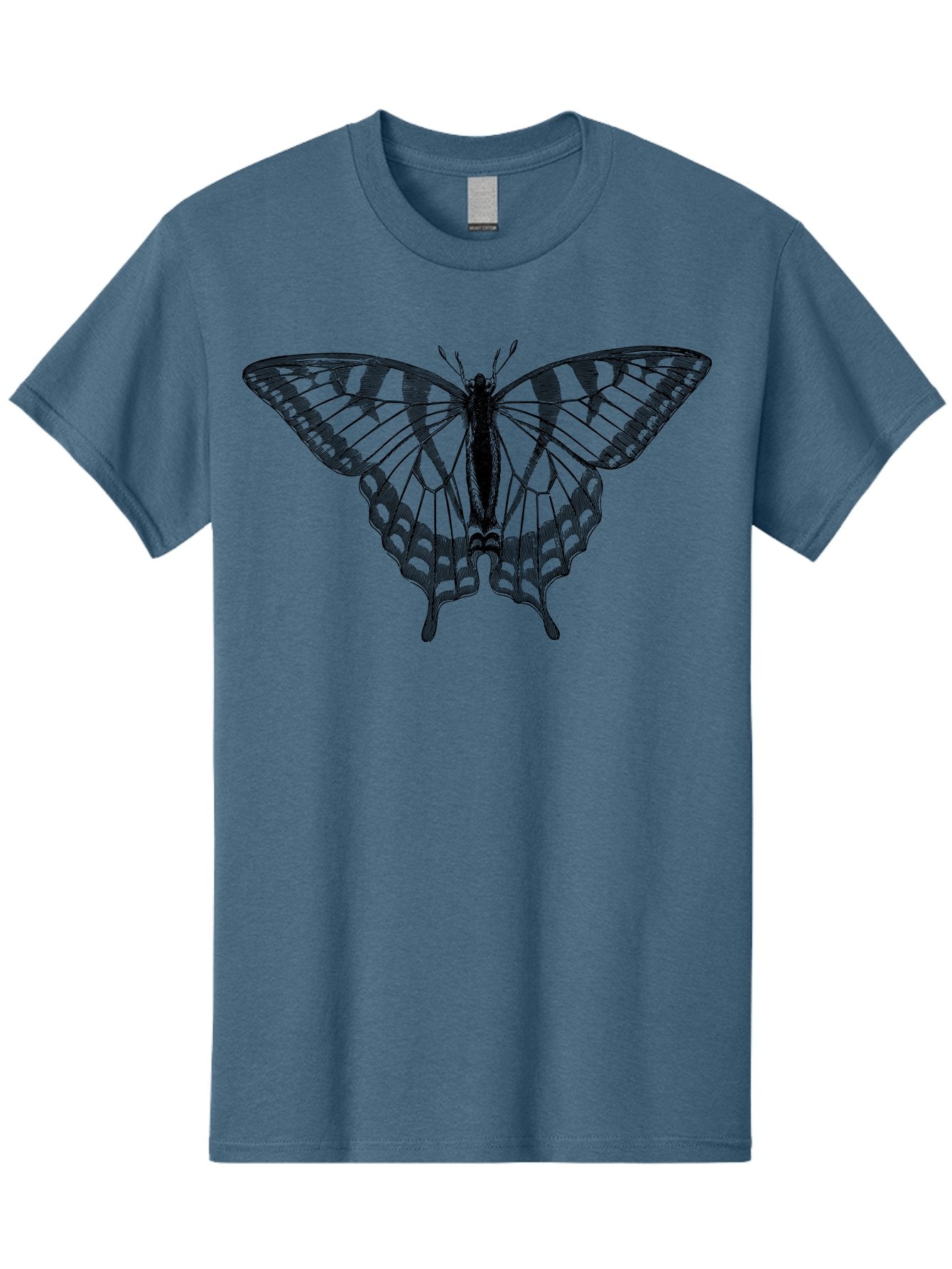 Butterfly-Silhouette Men'S Graphic Tee, 100% Cotton, Comfortable Casual Summer Wear, Machine Washable, Black Butterfly, Transparent Wings, Delicate Pattern, Intricate Design, Wings Spread Wide, Detailed Texture, Fragile Beauty, Insect Art Aab516 4