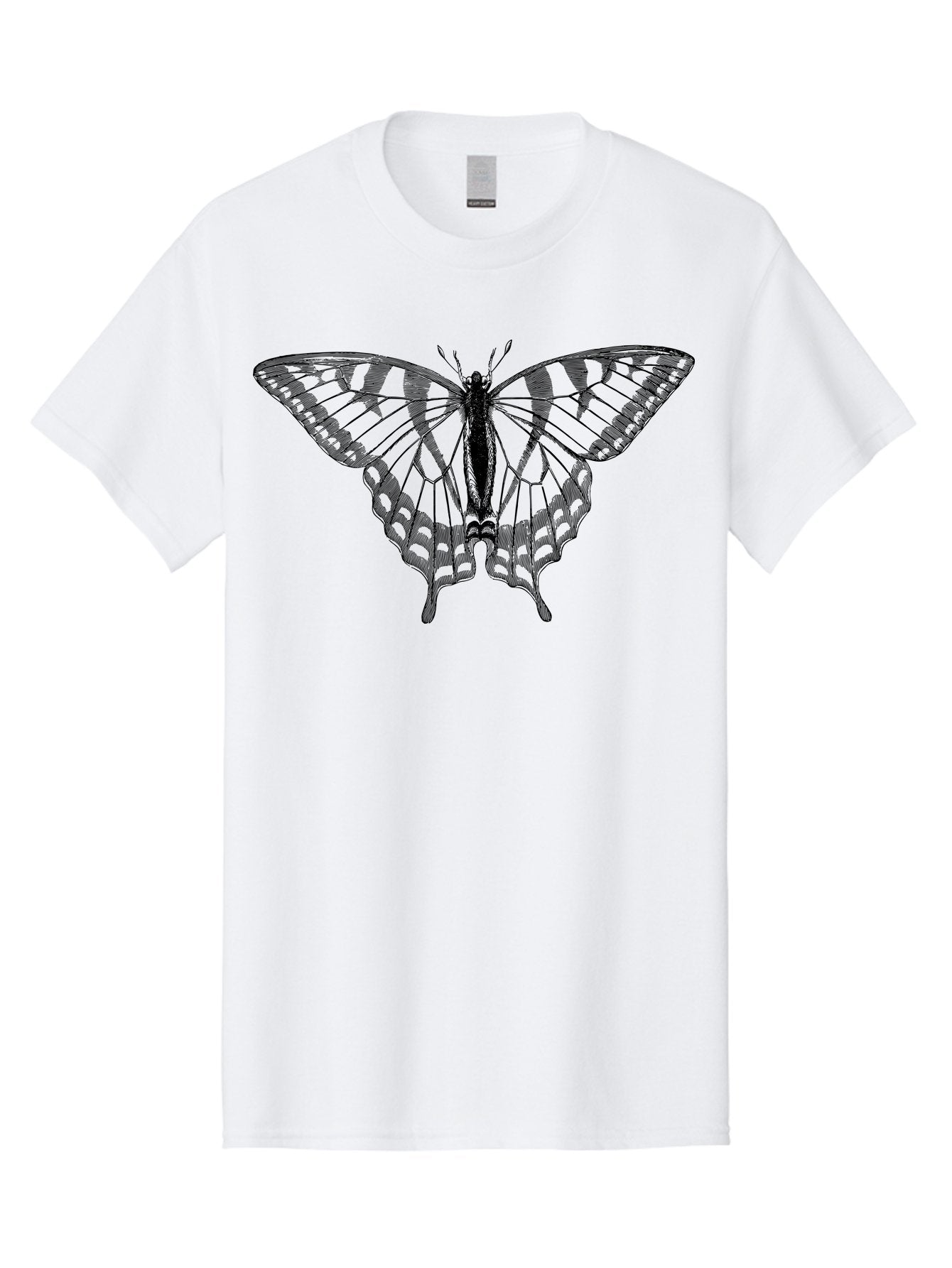 Butterfly-Silhouette Men'S Graphic Tee, 100% Cotton, Comfortable Casual Summer Wear, Machine Washable, Black Butterfly, Transparent Wings, Delicate Pattern, Intricate Design, Wings Spread Wide, Detailed Texture, Fragile Beauty, Insect Art Aab516 15