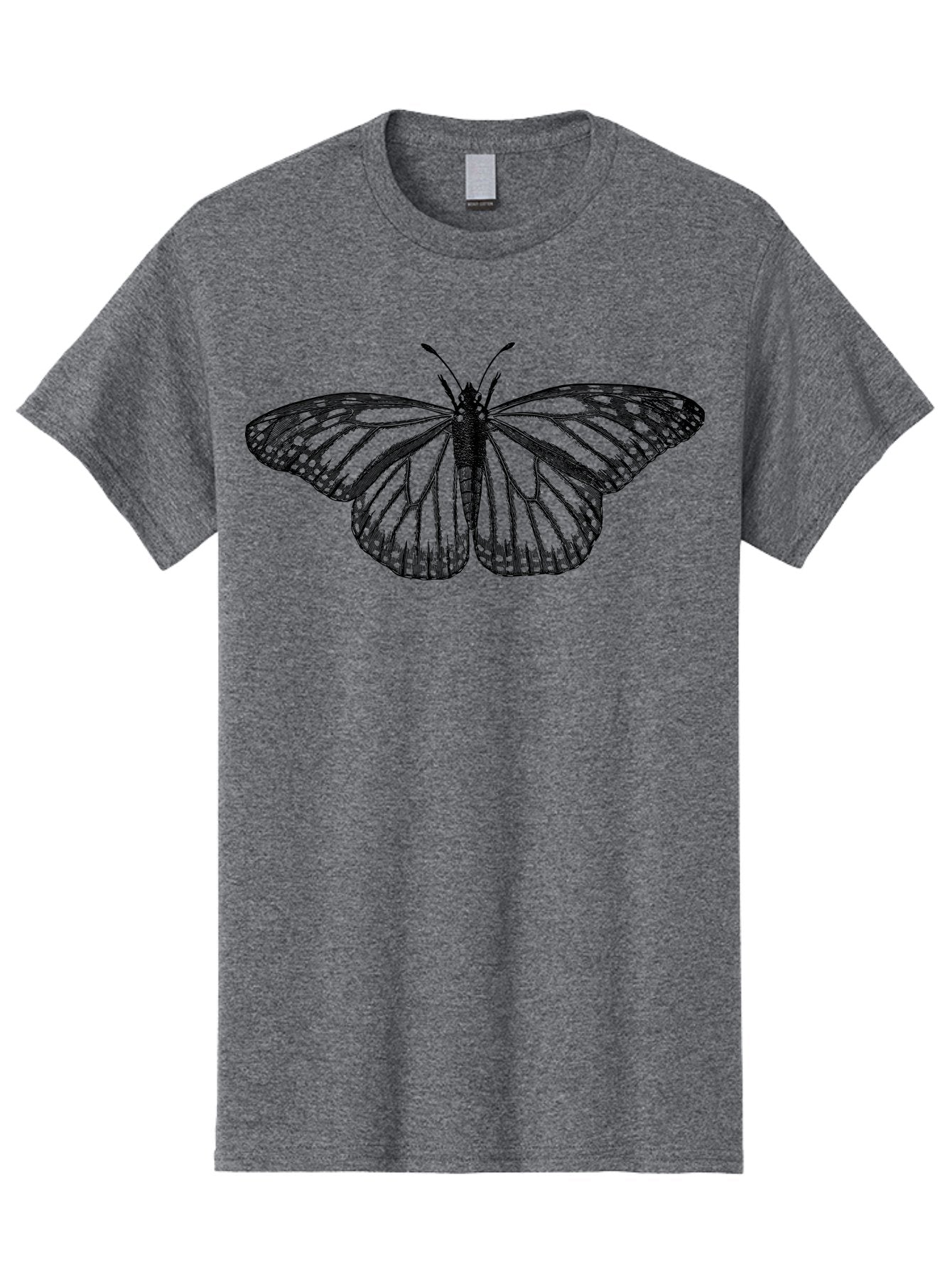Butterfly Men'S Graphic Tee, 100% Cotton, Comfortable Casual Summer Wear, Machine Washable, Black Butterfly, Transparent Wings, Intricate Details, Delicate Patterns, Winged Insect, Symbolic Creature, Artistic Design, Natural Wonder, Aab517