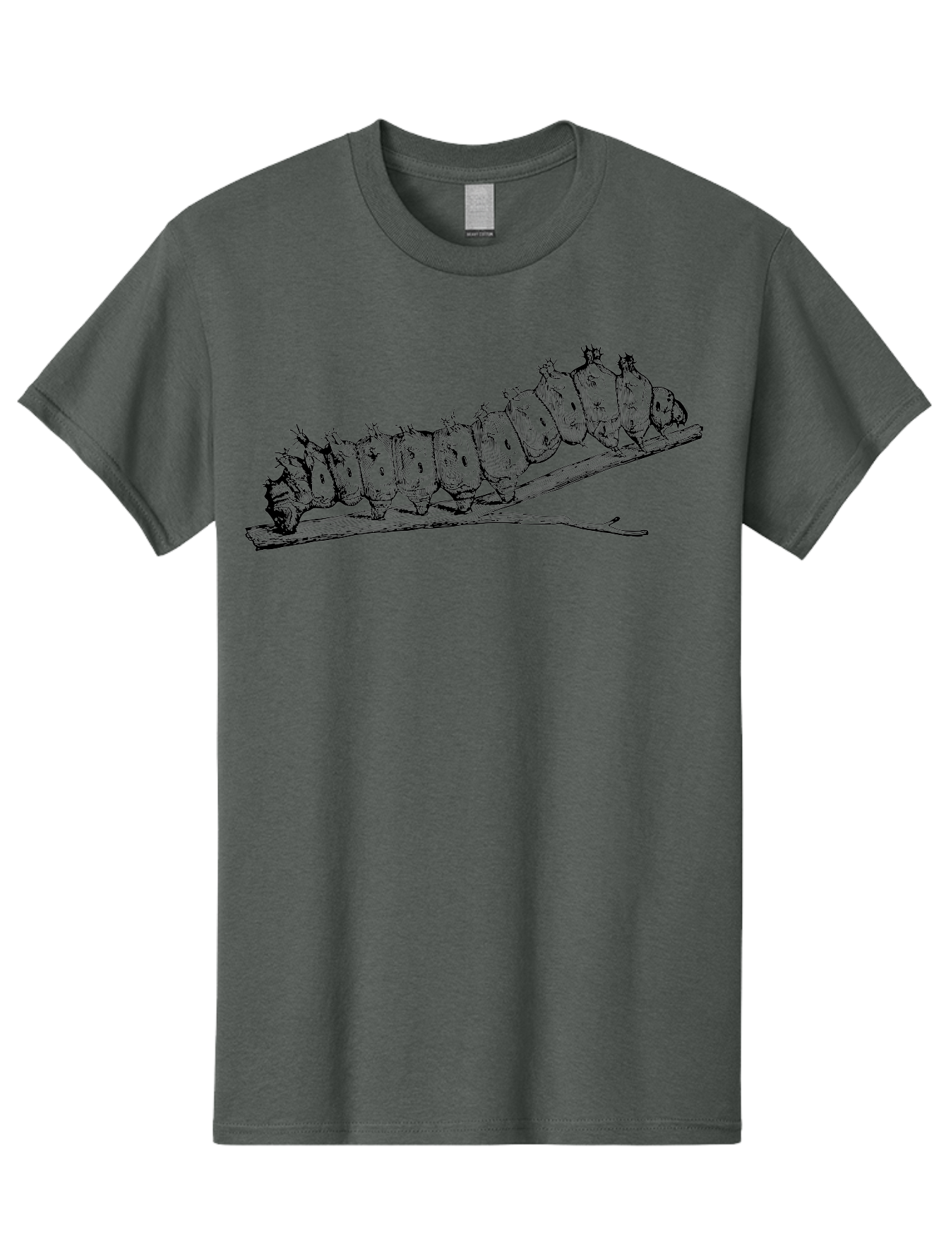 Caterpillar-On-Branch Men'S Graphic Tee, 100% Cotton, Comfortable Casual Summer Wear, Machine Washable, Caterpillar On Branch, Insect Metamorphosis, Garden Pests, Butterfly Life Cycle, Caterpillar Stages, Insect Illustration, Entomology Art Aab518