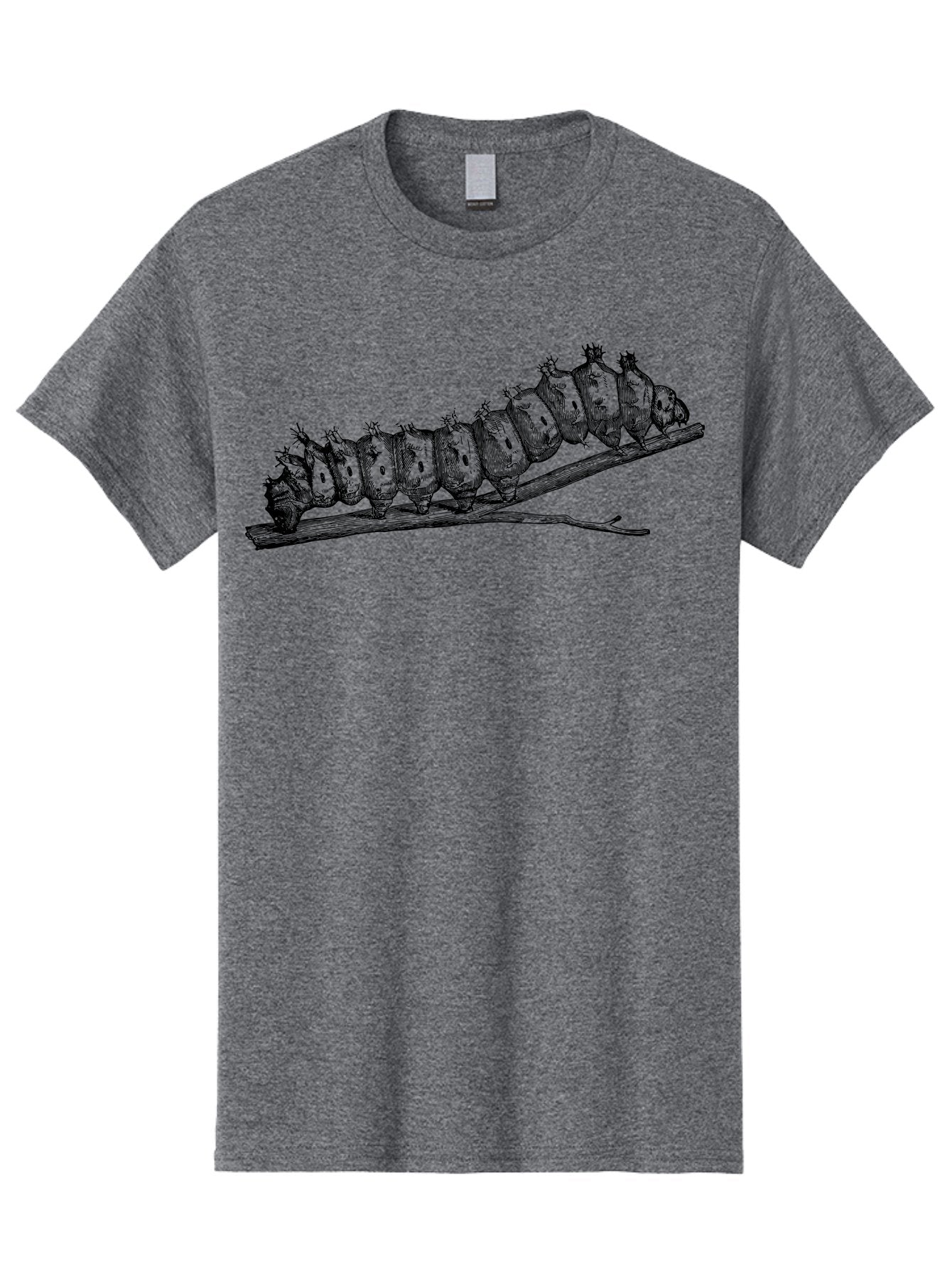 Caterpillar-On-Branch Men'S Graphic Tee, 100% Cotton, Comfortable Casual Summer Wear, Machine Washable, Caterpillar On Branch, Insect Metamorphosis, Garden Pests, Butterfly Life Cycle, Caterpillar Stages, Insect Illustration, Entomology Art Aab518