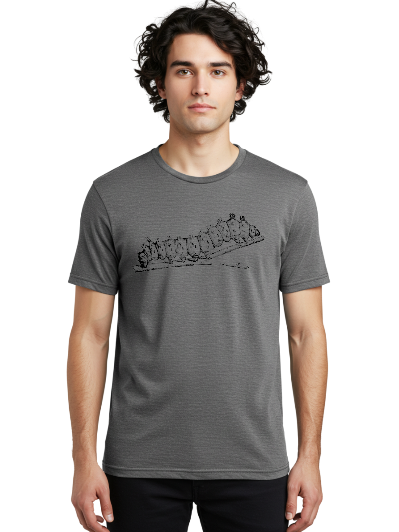 Caterpillar-On-Branch Men'S Graphic Tee, 100% Cotton, Comfortable Casual Summer Wear, Machine Washable, Caterpillar On Branch, Insect Metamorphosis, Garden Pests, Butterfly Life Cycle, Caterpillar Stages, Insect Illustration, Entomology Art Aab518 20