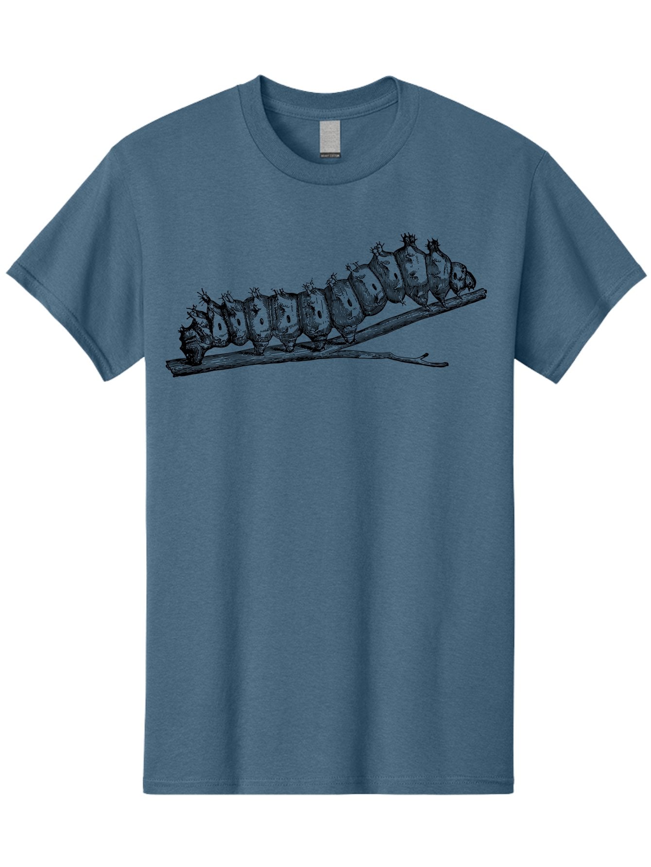 Caterpillar-On-Branch Men'S Graphic Tee, 100% Cotton, Comfortable Casual Summer Wear, Machine Washable, Caterpillar On Branch, Insect Metamorphosis, Garden Pests, Butterfly Life Cycle, Caterpillar Stages, Insect Illustration, Entomology Art Aab518