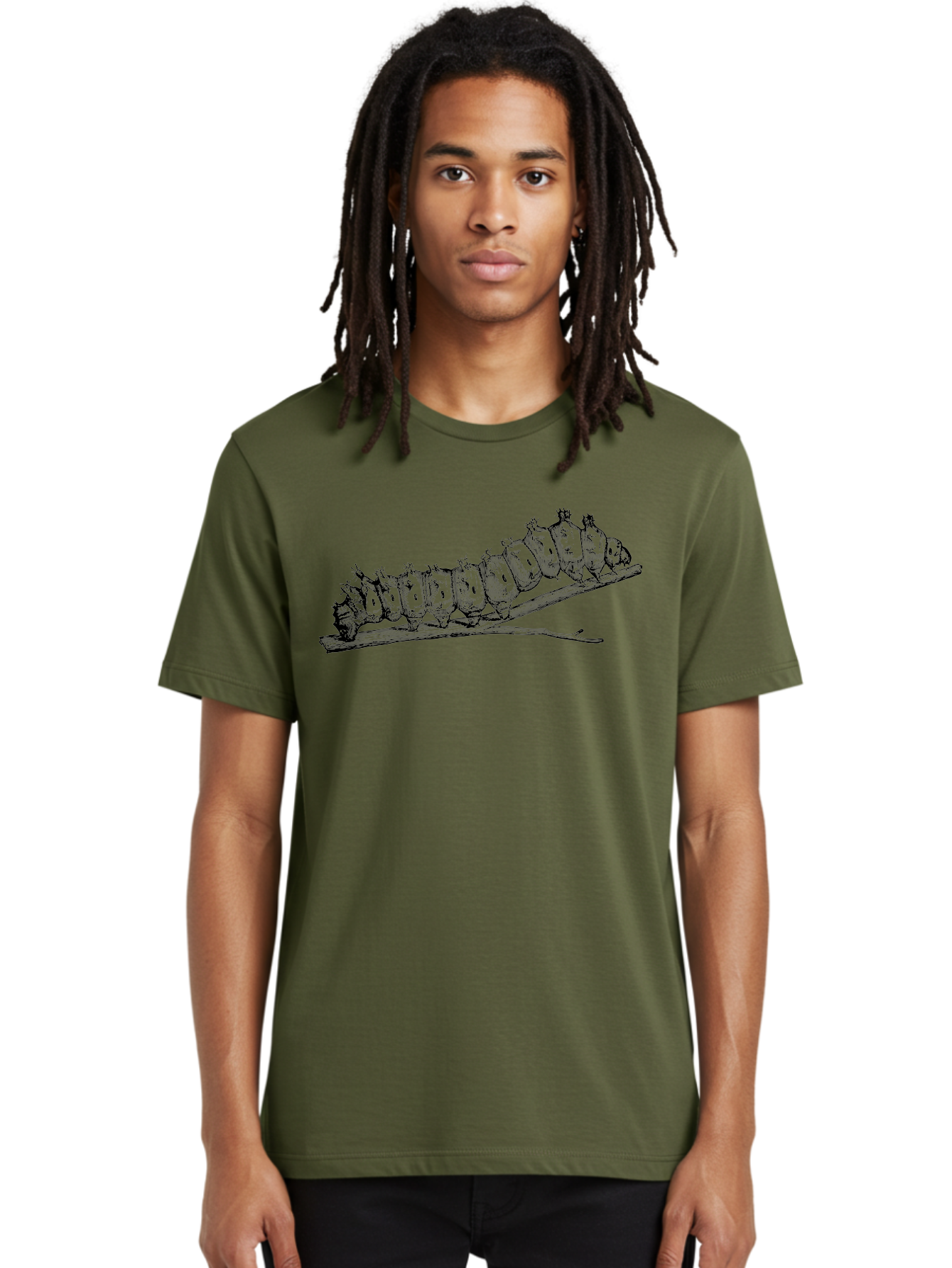 Caterpillar-On-Branch Men'S Graphic Tee, 100% Cotton, Comfortable Casual Summer Wear, Machine Washable, Caterpillar On Branch, Insect Metamorphosis, Garden Pests, Butterfly Life Cycle, Caterpillar Stages, Insect Illustration, Entomology Art Aab518 28