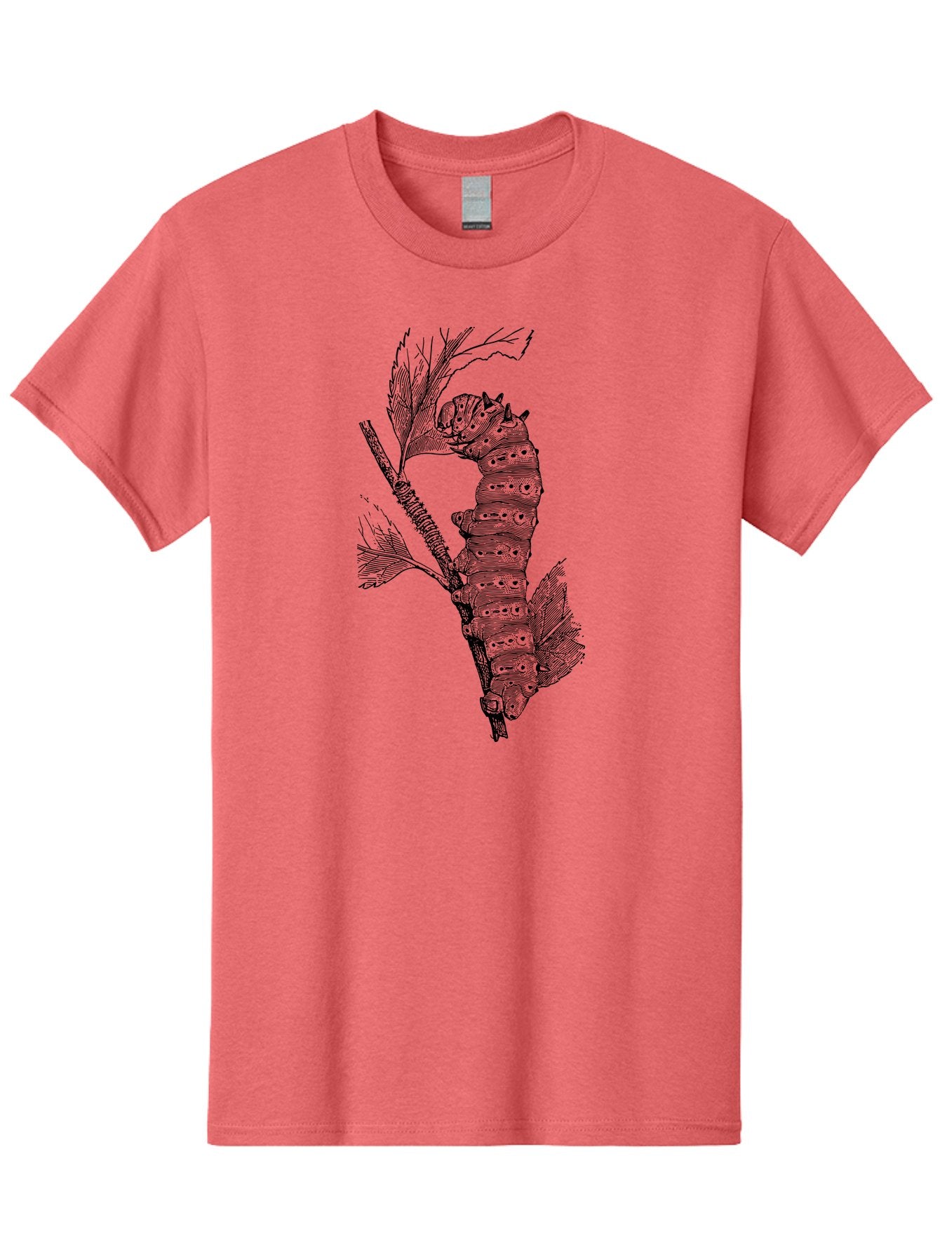 Caterpillar-On-Leaf-1 Men'S Graphic Tee, 100% Cotton, Comfortable Casual Summer Wear, Machine Washable, Caterpillar Eating Leaf, Insect Metamorphosis, Wildlife Illustration, Caterpillar Stage, Leaf Damage, Insect Life Cycle, Garden Pest Aab519 14