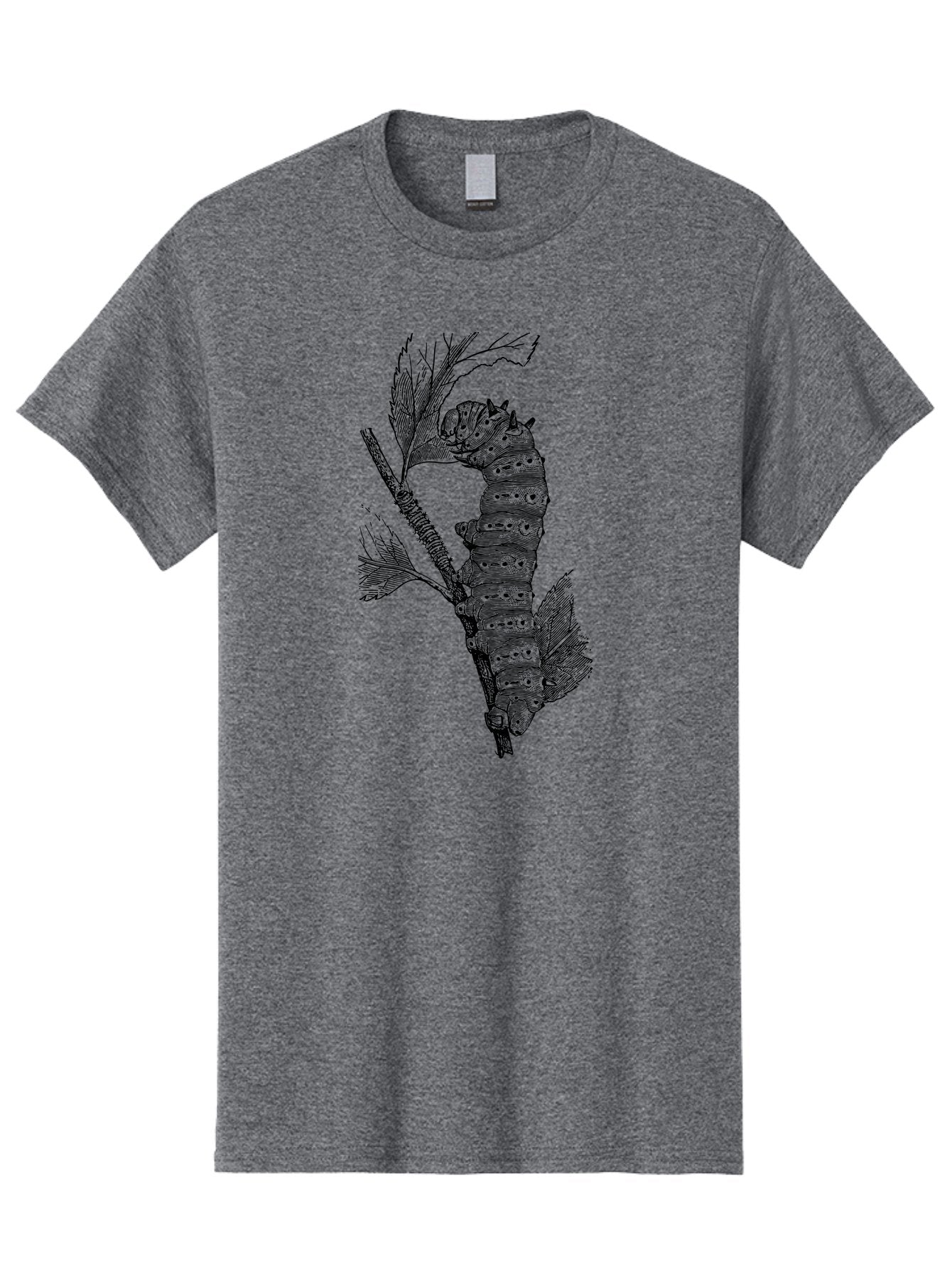 Caterpillar-On-Leaf-1 Men'S Graphic Tee, 100% Cotton, Comfortable Casual Summer Wear, Machine Washable, Caterpillar Eating Leaf, Insect Metamorphosis, Wildlife Illustration, Caterpillar Stage, Leaf Damage, Insect Life Cycle, Garden Pest Aab519 10