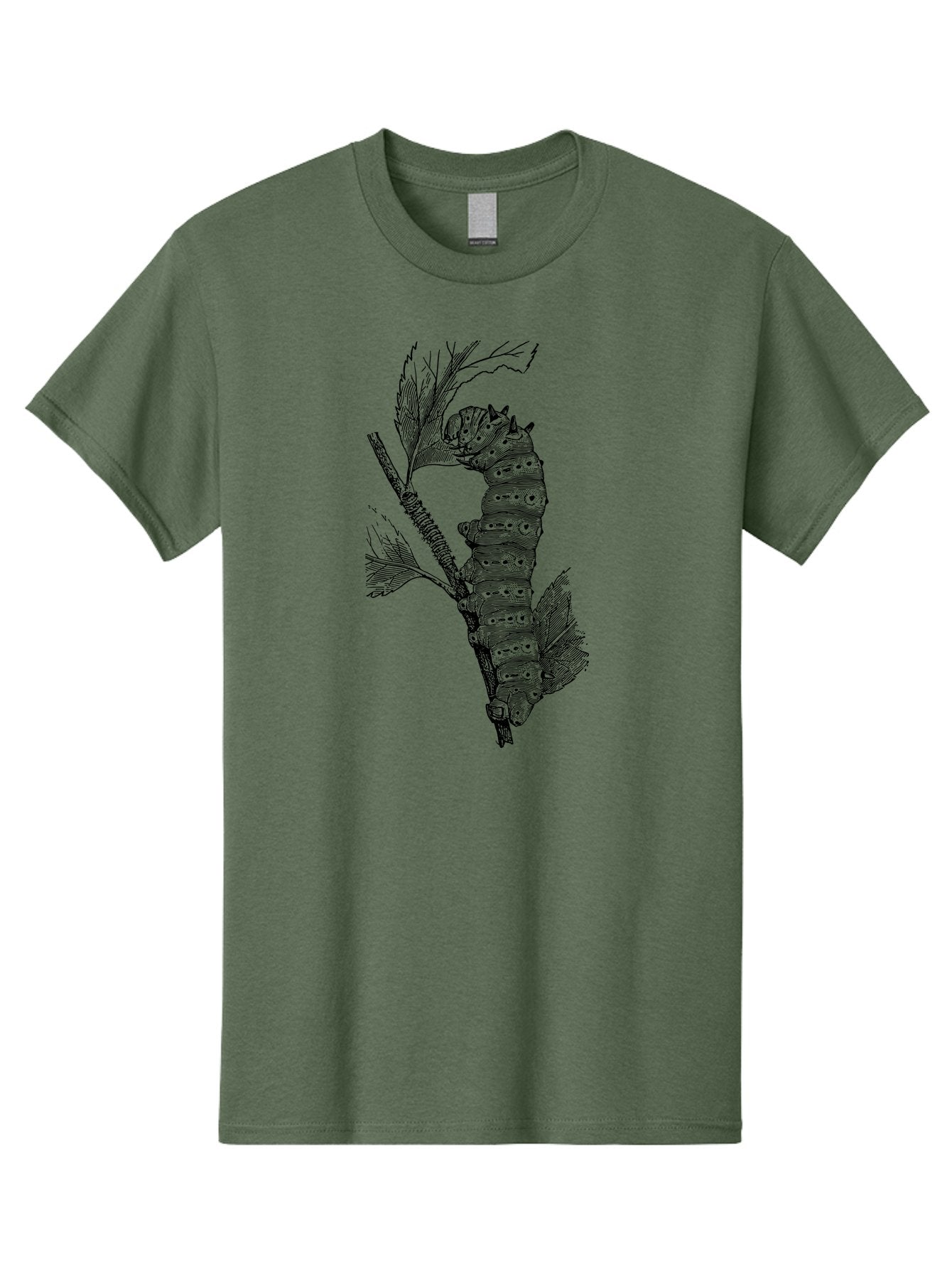 Caterpillar-On-Leaf-1 Men'S Graphic Tee, 100% Cotton, Comfortable Casual Summer Wear, Machine Washable, Caterpillar Eating Leaf, Insect Metamorphosis, Wildlife Illustration, Caterpillar Stage, Leaf Damage, Insect Life Cycle, Garden Pest Aab519 13