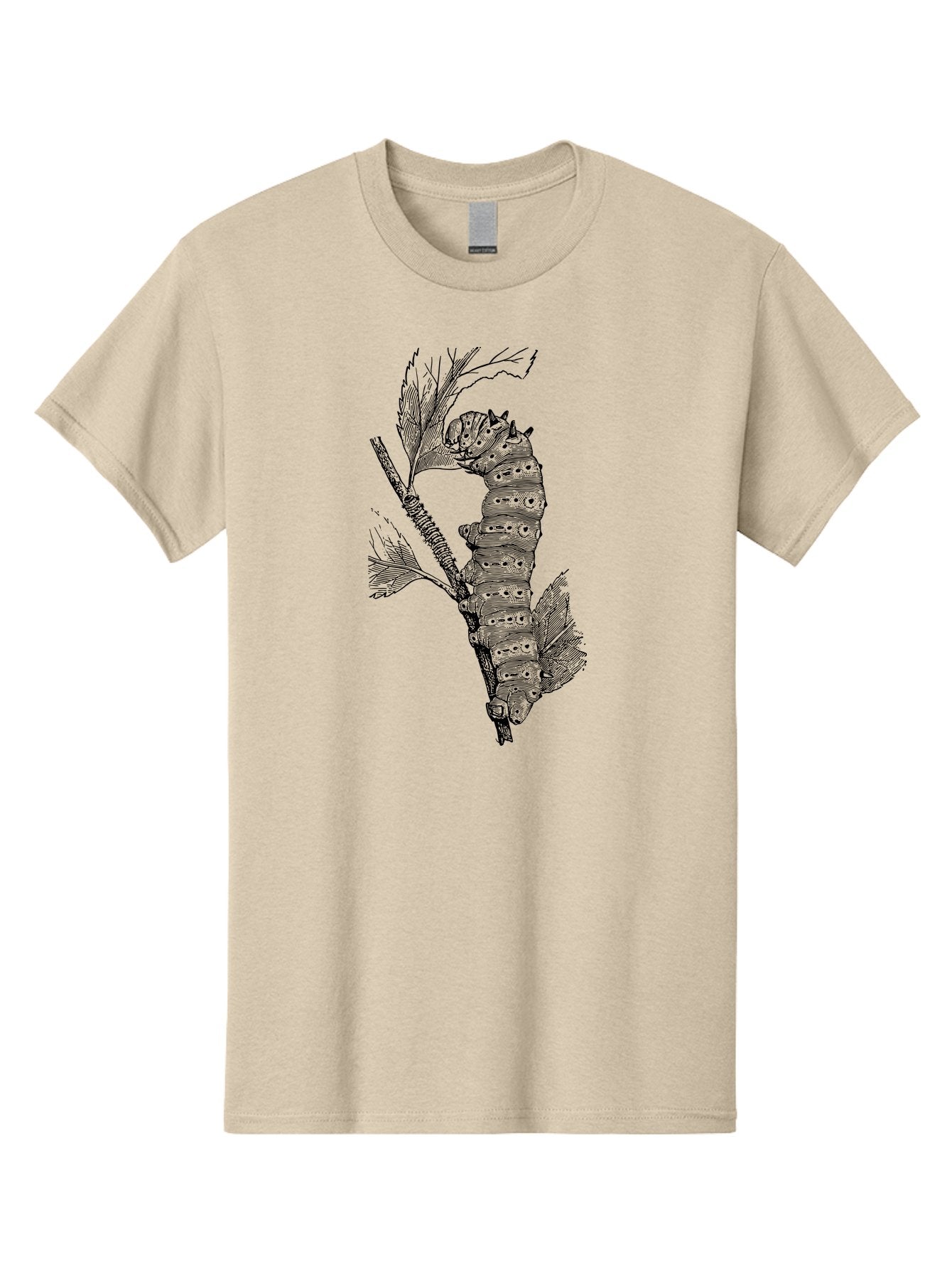 Caterpillar-On-Leaf-1 Men'S Graphic Tee, 100% Cotton, Comfortable Casual Summer Wear, Machine Washable, Caterpillar Eating Leaf, Insect Metamorphosis, Wildlife Illustration, Caterpillar Stage, Leaf Damage, Insect Life Cycle, Garden Pest Aab519 15