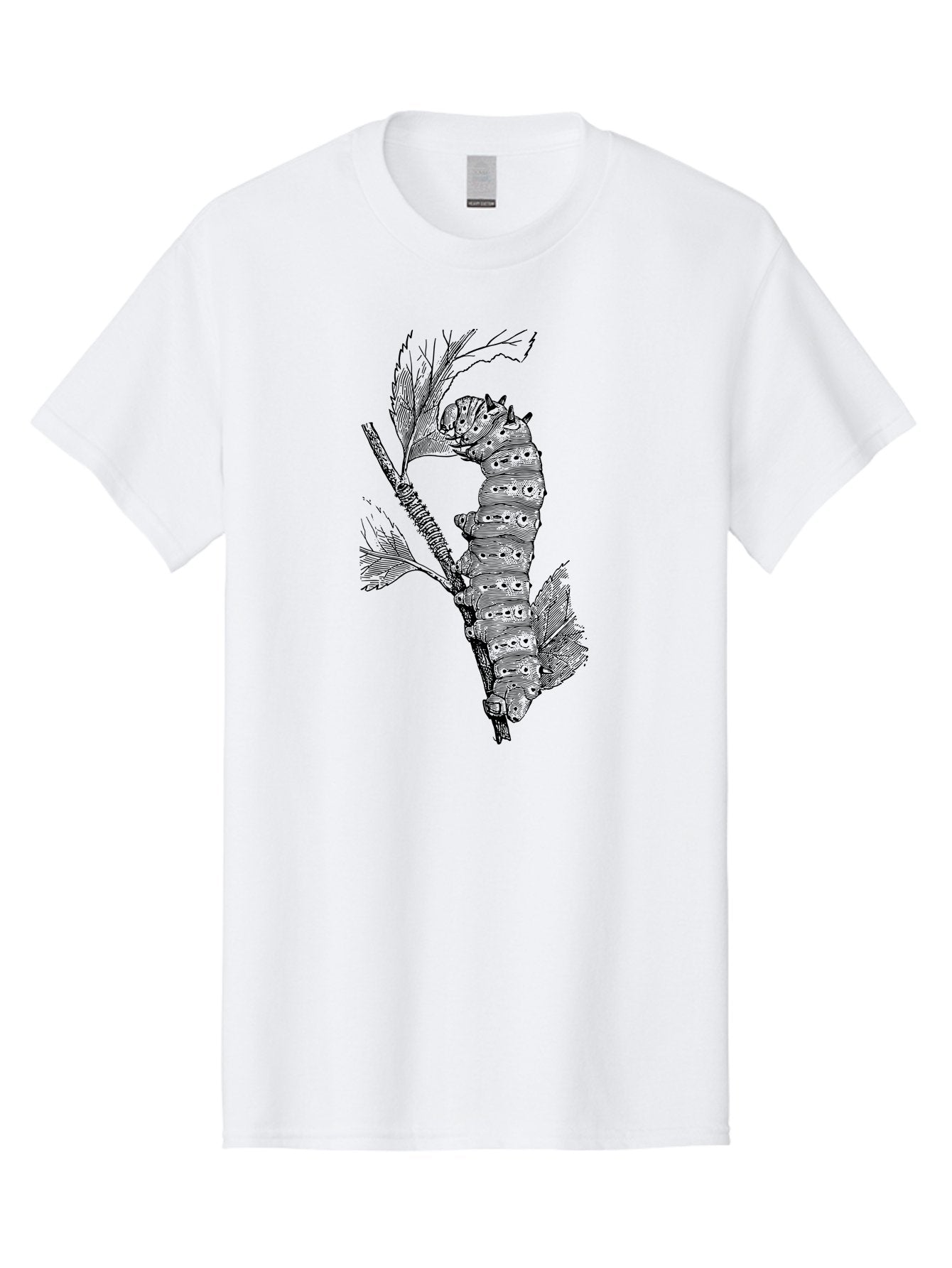 Caterpillar-On-Leaf-1 Men'S Graphic Tee, 100% Cotton, Comfortable Casual Summer Wear, Machine Washable, Caterpillar Eating Leaf, Insect Metamorphosis, Wildlife Illustration, Caterpillar Stage, Leaf Damage, Insect Life Cycle, Garden Pest Aab519 5