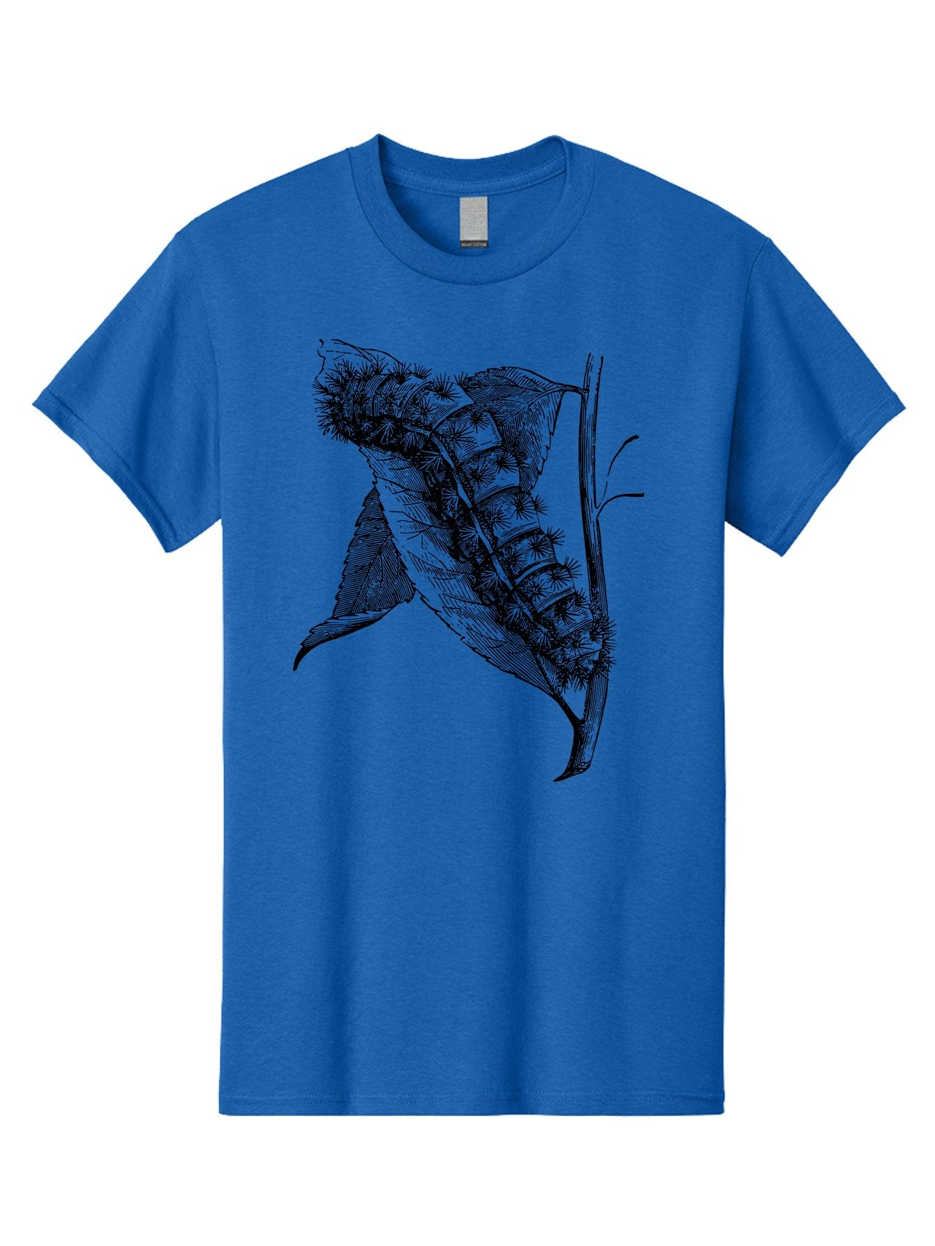 Caterpillar-On-Leaf Men'S Graphic Tee, 100% Cotton, Comfortable Casual Summer Wear, Machine Washable, Caterpillar On A Leaf, Insect Life Cycle, Metamorphosis, Nature Illustration, Botanical Art, Wildlife, Detailed Drawing, Spiky Caterpillar, Aab520 10