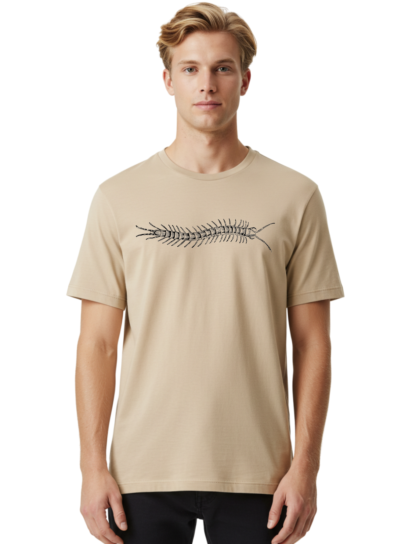 Centipede-1 Men'S Graphic Tee, 100% Cotton, Comfortable Casual Summer Wear, Machine Washable, Centipede, Insect, Arthropod, Segmented Body, Multiple Legs, Long Antennae, Creepy Crawlers, Entomology, Wildlife, Fauna Aab521 28