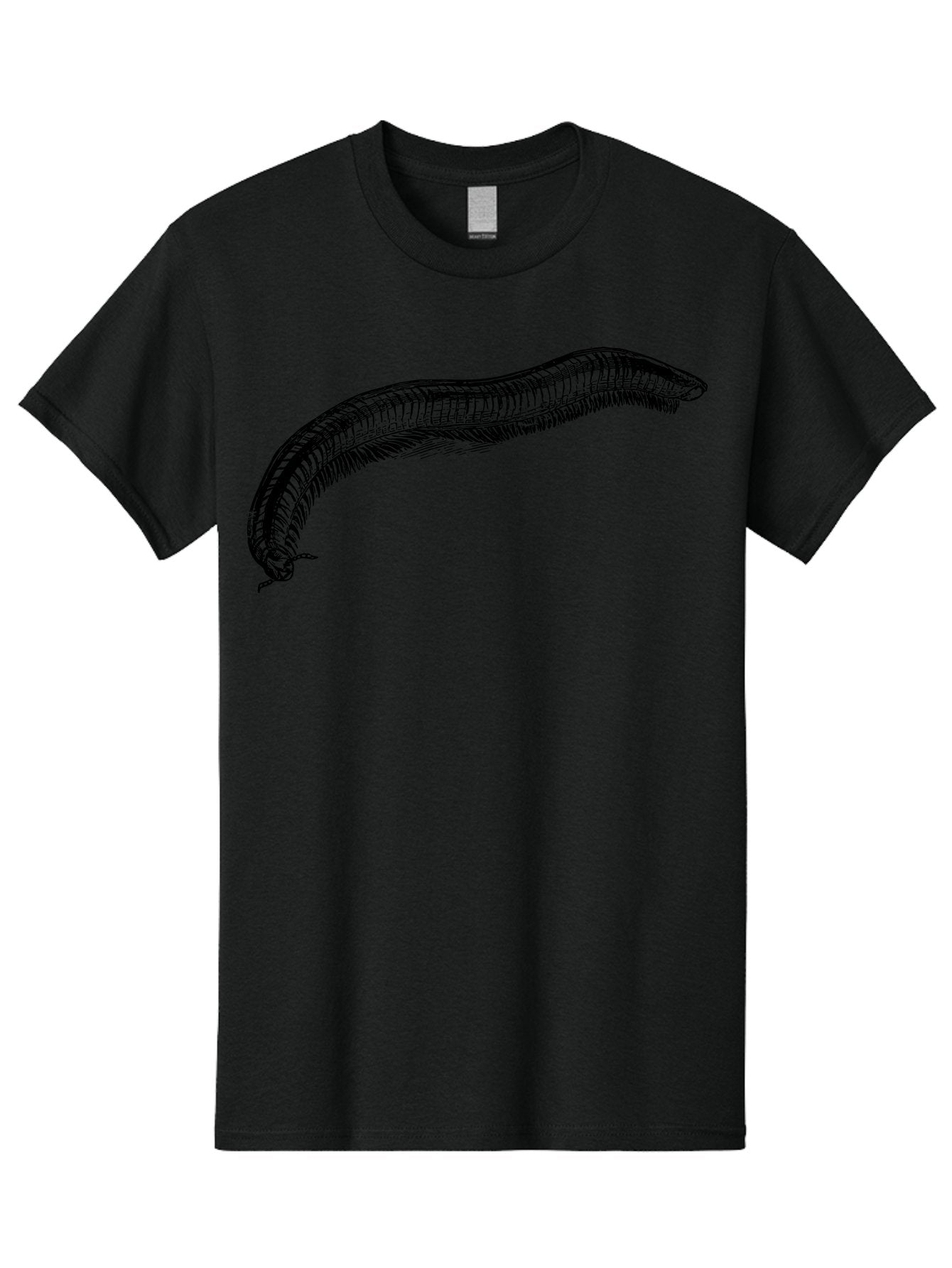 Centipede Men'S Graphic Tee, 100% Cotton, Comfortable Casual Summer Wear, Machine Washable, Centipede, Arthropod, Insect Anatomy, Detailed Drawing, Black Lines, Simple Background, Invertebrate, Segmented Body, Many Legs Aab522