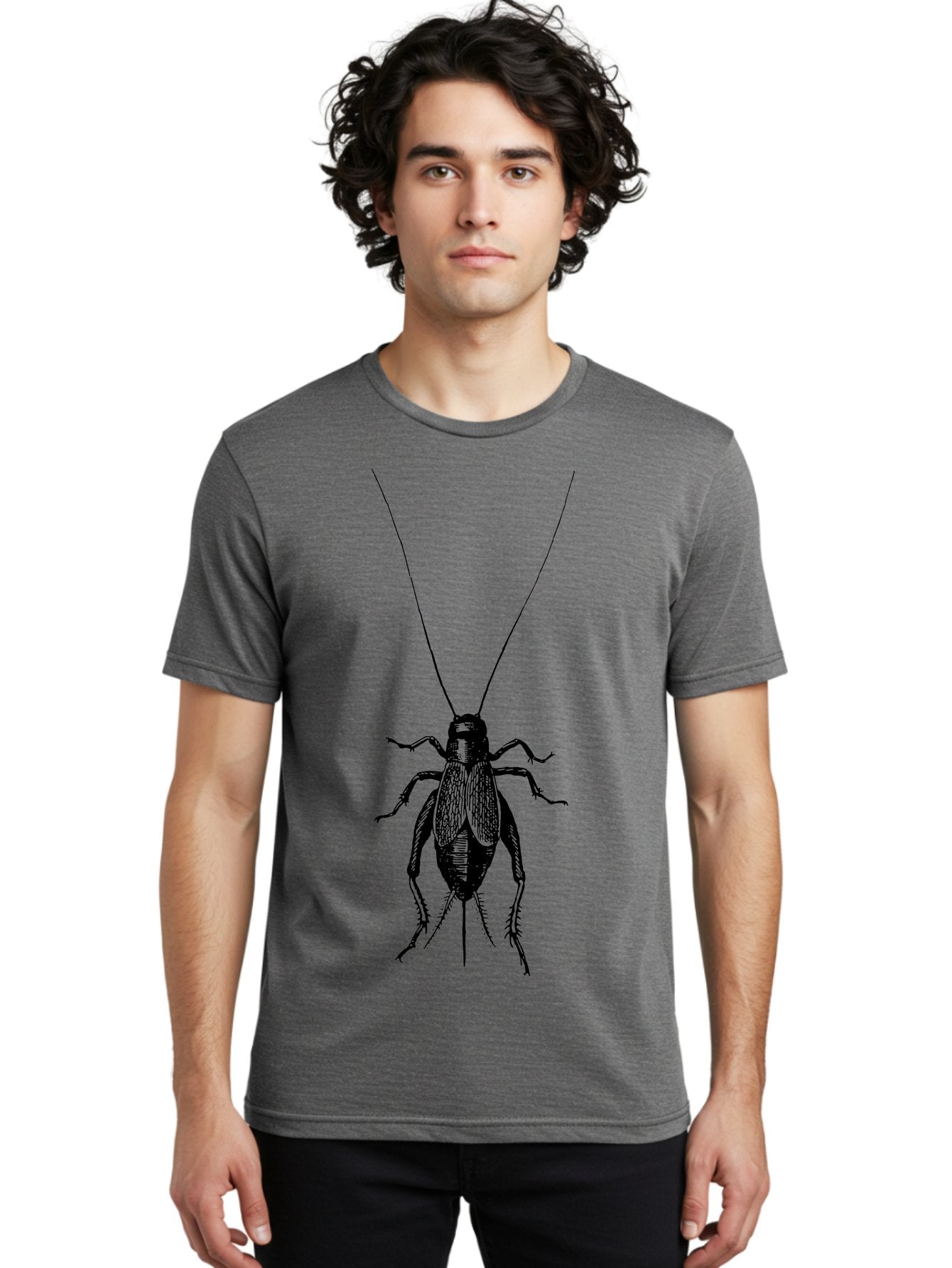 Cricket-1 Men'S Graphic Tee, 100% Cotton, Comfortable Casual Summer Wear, Machine Washable, Black Cockroach, Insect Silhouette, Detailed Illustration, Creepy Crawlies, Entomology Art, Bug Graphics, Vector Design, Pest Control Imagery Aab524 23