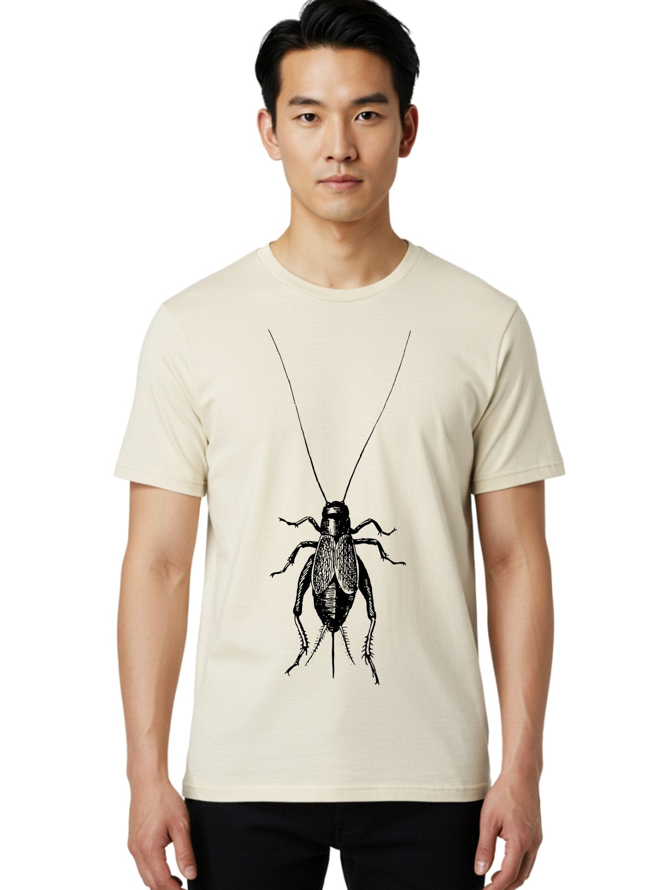 Cricket-1 Men'S Graphic Tee, 100% Cotton, Comfortable Casual Summer Wear, Machine Washable, Black Cockroach, Insect Silhouette, Detailed Illustration, Creepy Crawlies, Entomology Art, Bug Graphics, Vector Design, Pest Control Imagery Aab524 22