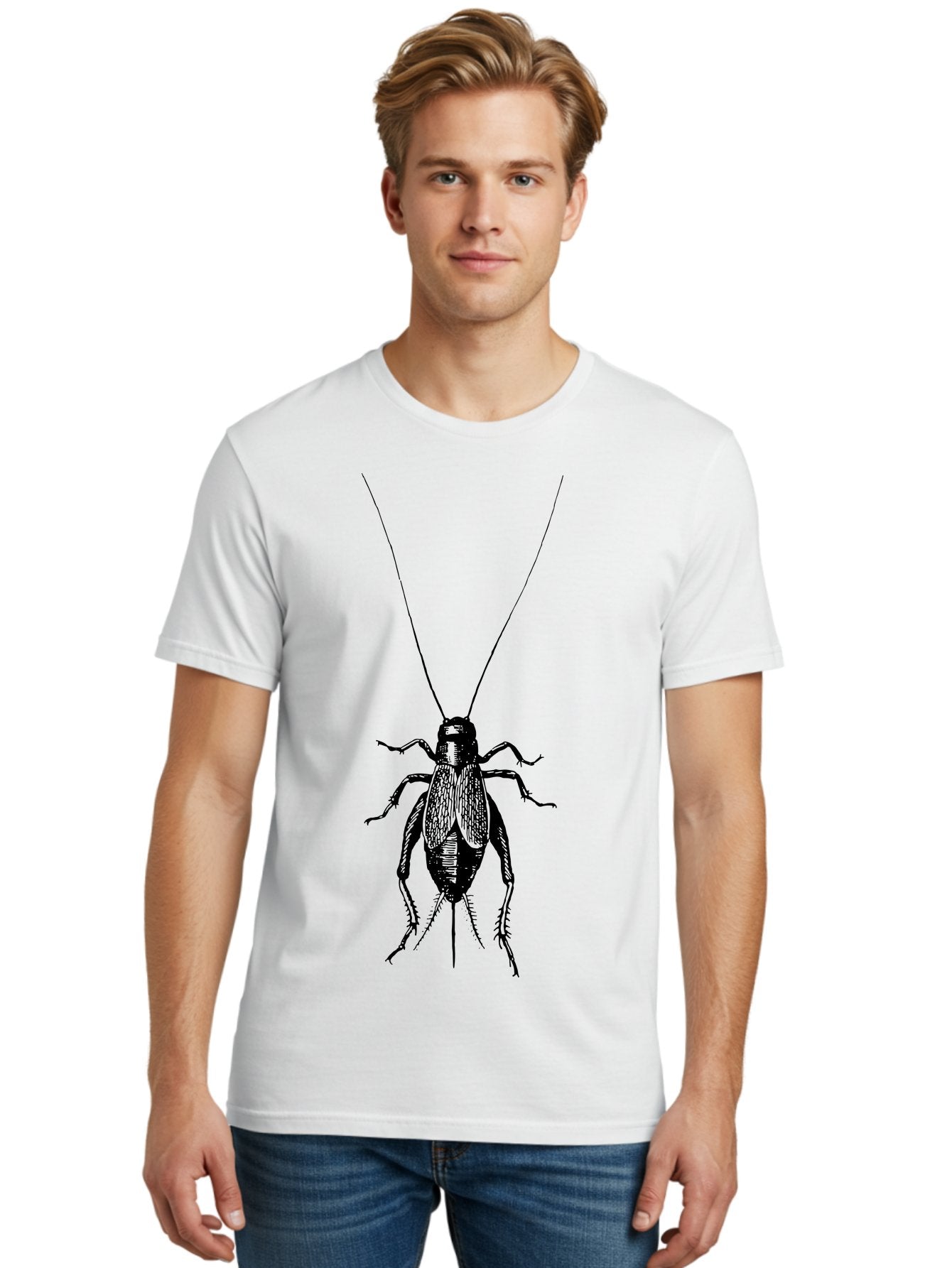 Cricket-1 Men'S Graphic Tee, 100% Cotton, Comfortable Casual Summer Wear, Machine Washable, Black Cockroach, Insect Silhouette, Detailed Illustration, Creepy Crawlies, Entomology Art, Bug Graphics, Vector Design, Pest Control Imagery Aab524 19