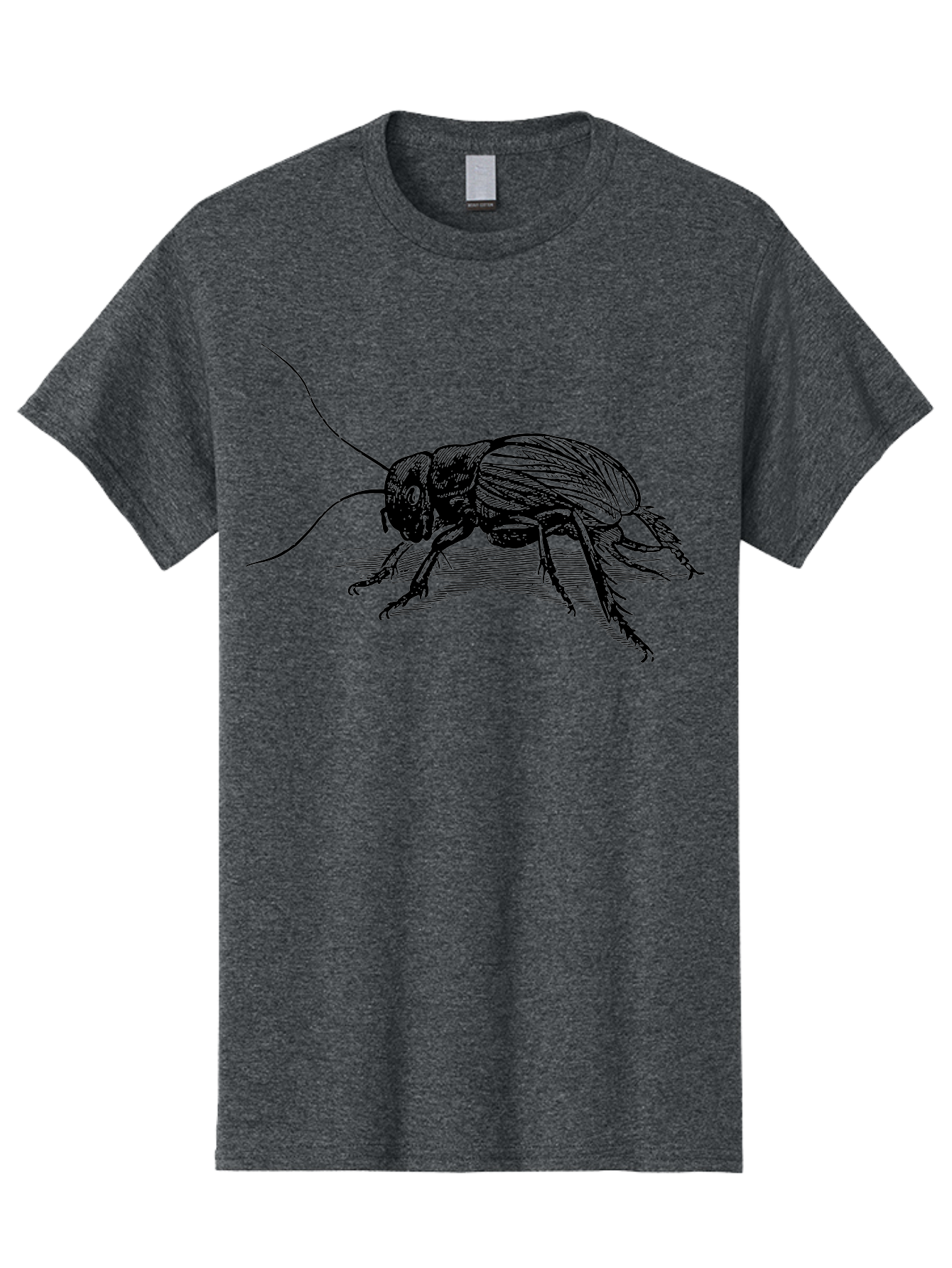 Cricket-2 Men'S Graphic Tee, 100% Cotton, Comfortable Casual Summer Wear, Machine Washable, Cricket Insect, Black Illustration, Detailed Drawing, Insect Anatomy, Entomology Art, Wildlife Illustration, Insect Wings, Long Antennae Aab525 7